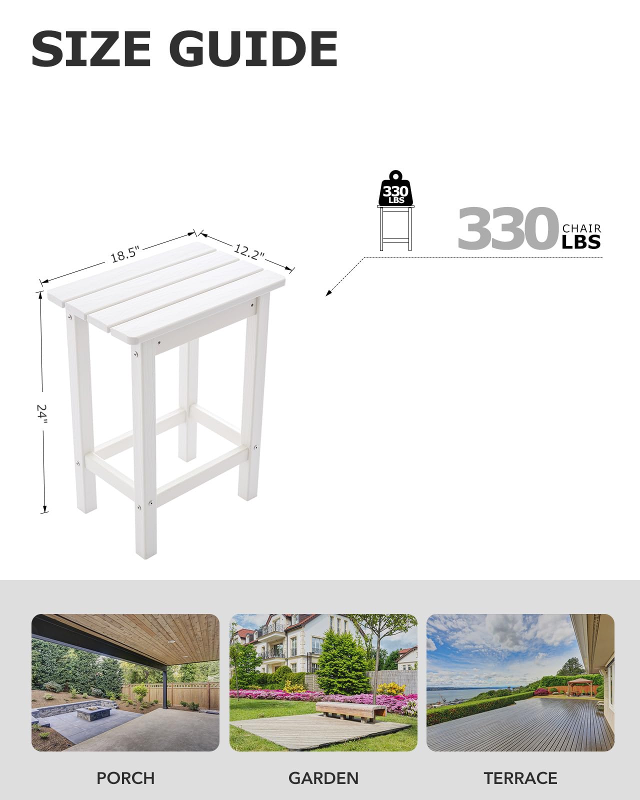 AXMOLM HDPE 2 Piece Outdoor Bar Height Stools, All-Weather Patio High Top Bar Stools, Outdoor Bar Chairs with Cushions for Balcony, Backyard, Garden, Deck (White, Bar Stools)