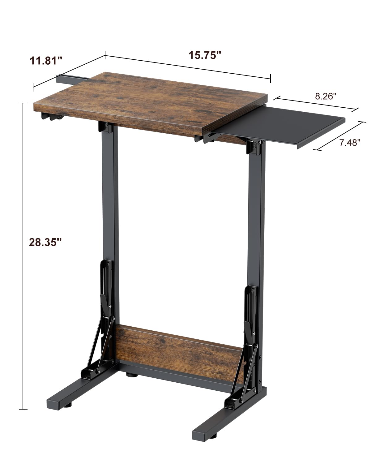 Evermagin 11.81" D x 15.75" W TV Tray Table, Foldable Laptop Table with Mouse Tray for Couch, Portable Laptop Desk, Sofa Side Desk for Living Room, Bedroom, Rustic Brown