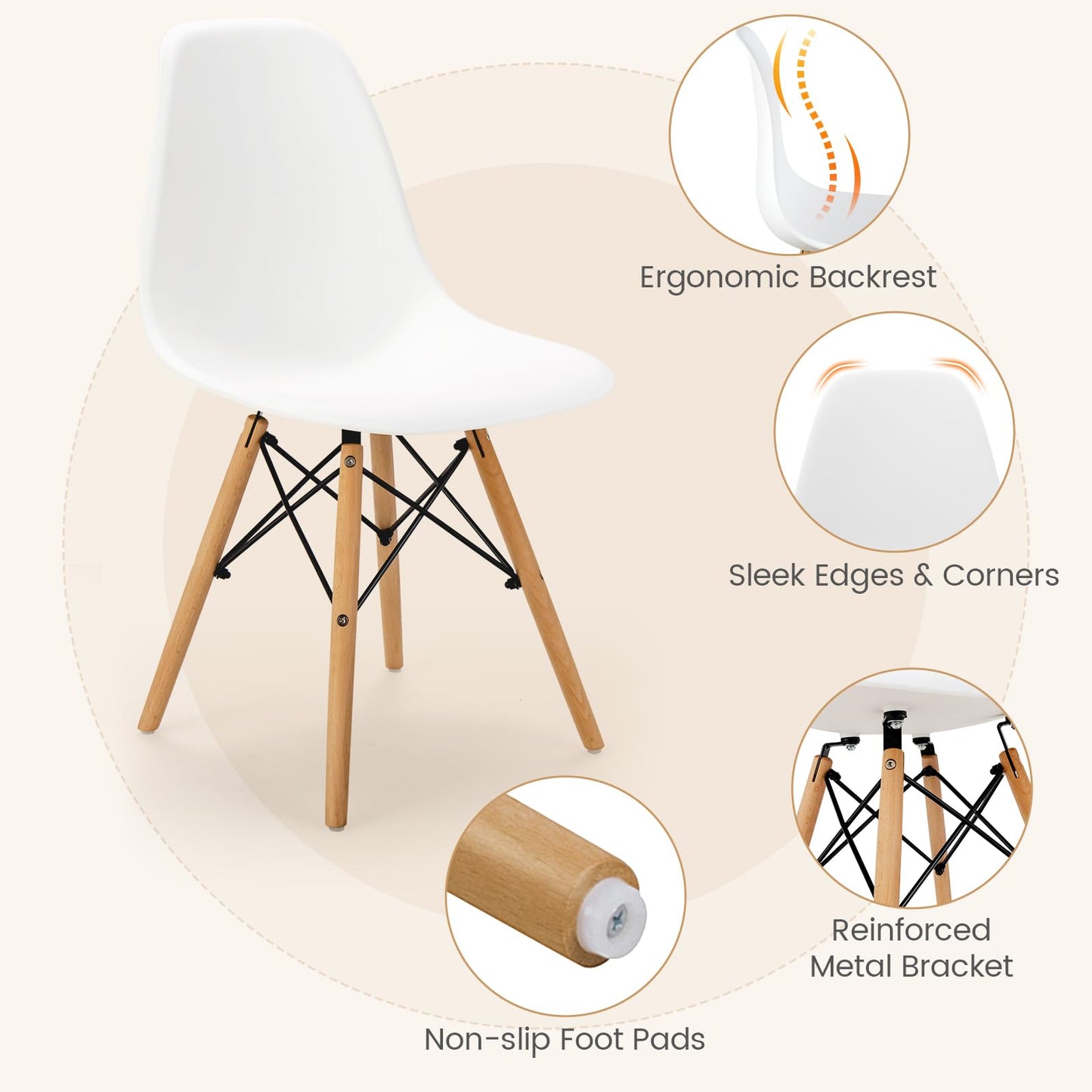 Tangkula Round Dining Table Set for 4, Kitchen Table Set with Seat & Solid Wood Legs, Round Kitchen Table and Chairs for Small Space, White