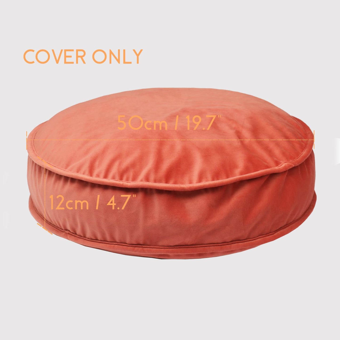 YIUOR Round Floor Pillow Cover Velvet Throw Seating Pouf Yoga Meditation Cushion Plush Case Reading Room Decor Cover Only (19.7IN, Brick Red)