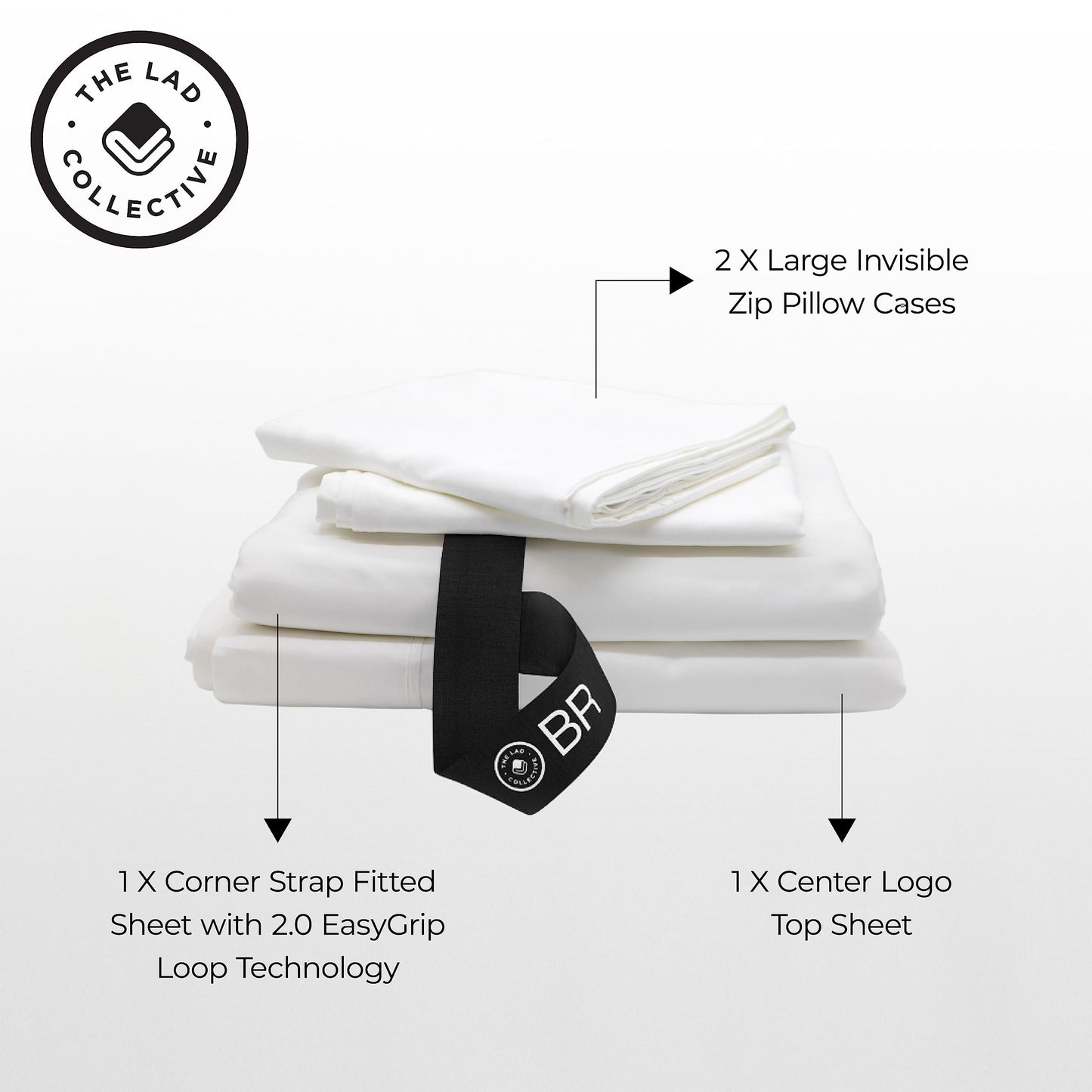 THE LAD COLLECTIVE 2.0 Bedding Set - 4 Piece Sheet & Pillow Case Set, Custom Blend, Soft, Comfortable, Temperature Regulating, & Easy-to-Use - (Twin XL, Malibu White)