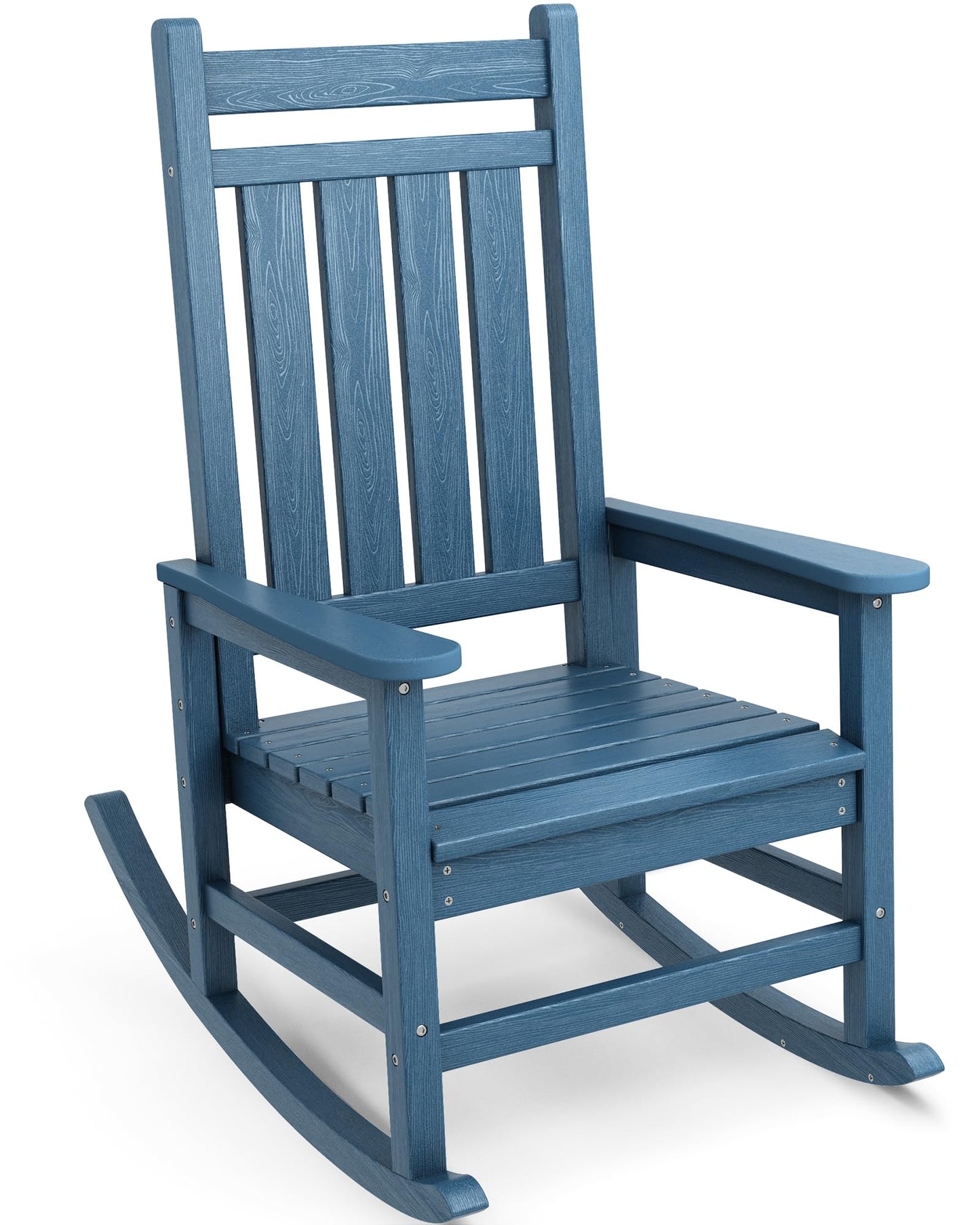 SERWALL Oversized Rocking Chair, Outdoor Rocking Chair for Adults, All Weather Resistant Porch Rocker for Lawn Garden, Blue
