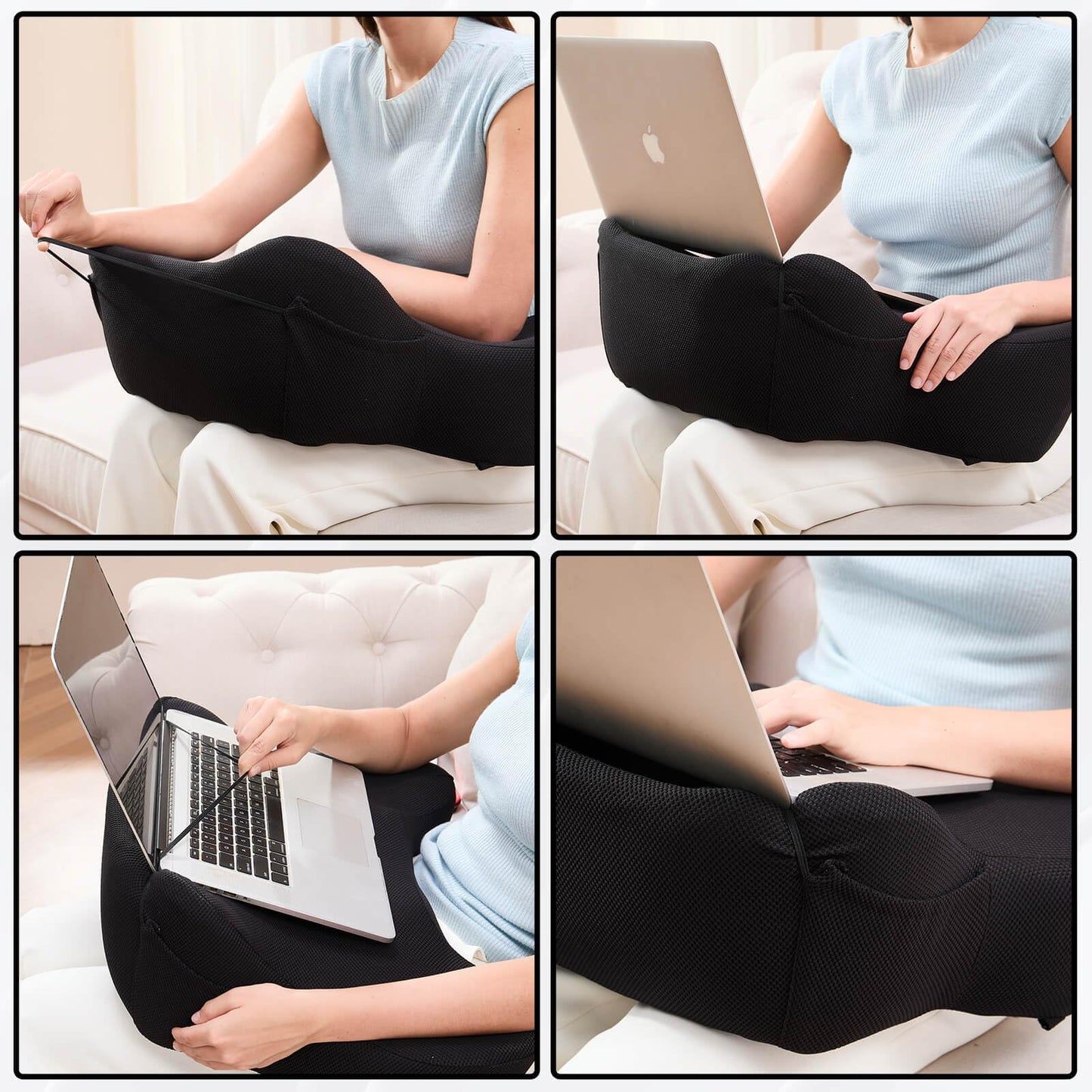 cooloo8 Reading Pillow for Lap, Laptop Pillow, Soft Lap Desk, Gaming Pillow for Reading, Working, Gaming in Bed, Couch, Car (Black)