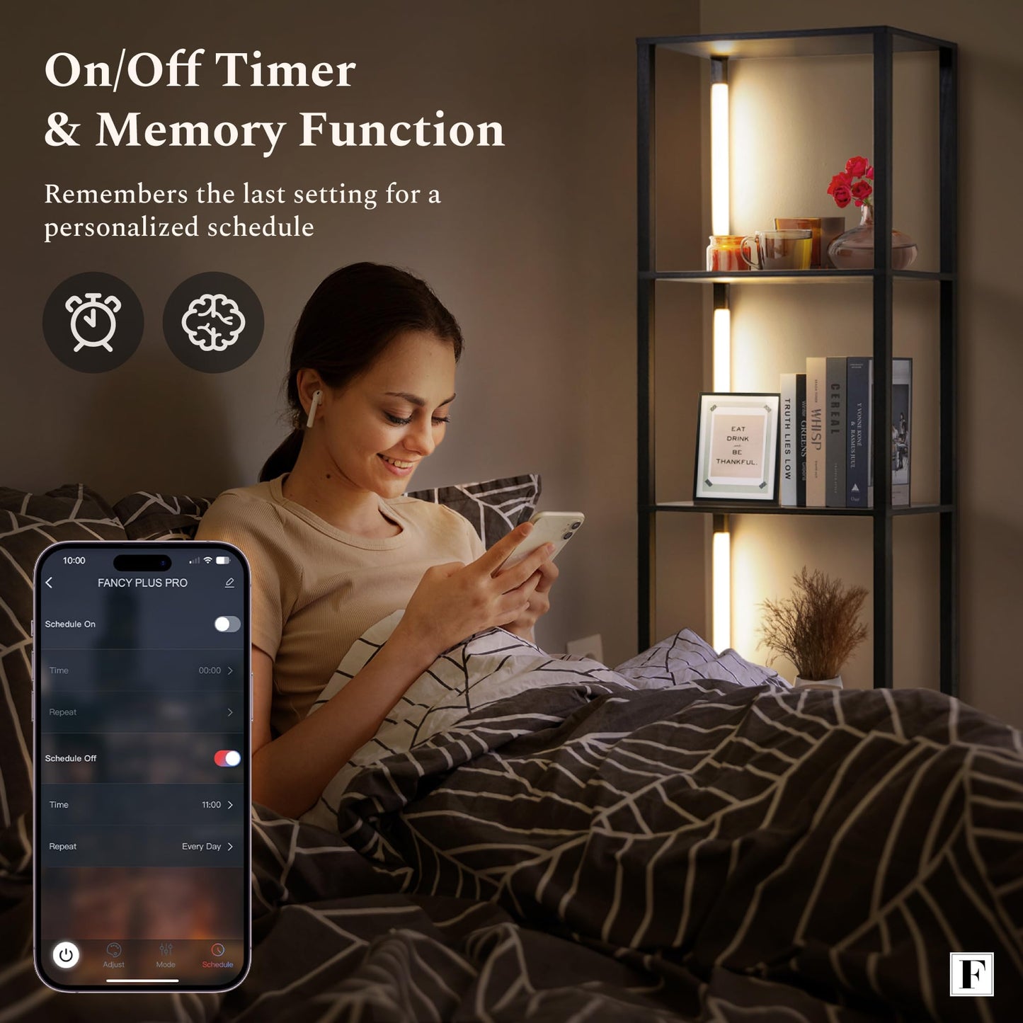 FENLO LED Floor Lamp with Shelves Fancy Pro, Dimmable Display Shelf Lamp with Color Temperature Control, App & Remote, Bright Long-Lasting Integrated LED