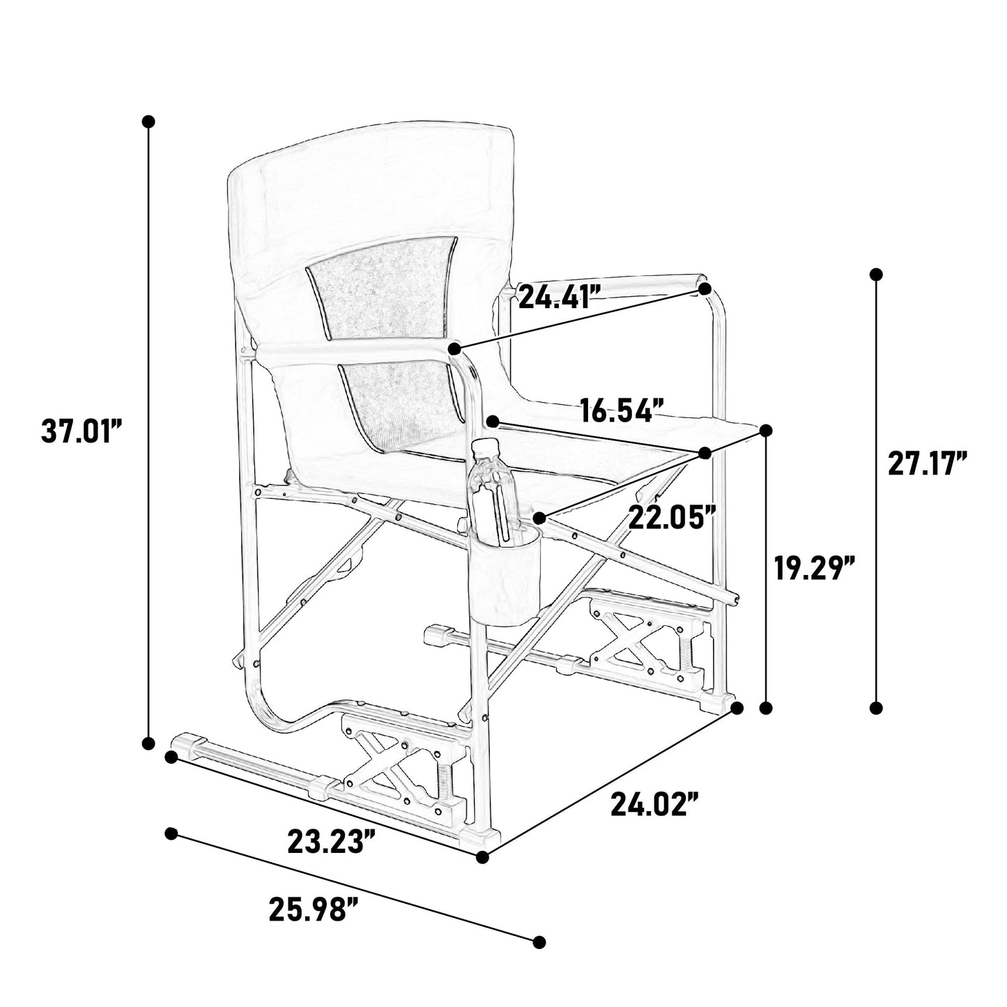 GMLFVUIPLJ Portable Folding Rocking Chair, Outdoor Camping Chair with Cup Holder, Gray, 37 Inch High (Gray)