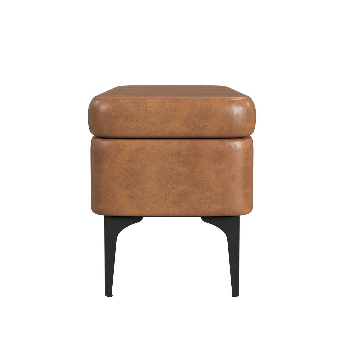 HomePop Upholstered Storage Bench with Metal Leg Home Décor|Bench with Storage for Living Room & Entryway - Carmel Faux Leather