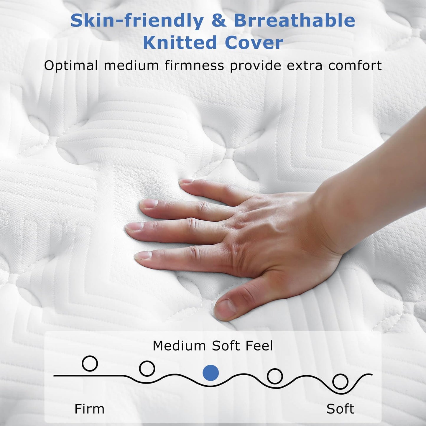 Laccard King Size Mattress, 12 Inch Medium Firm Hybrid King Bed Mattress, Memory Foam Mattresses in a Box for Pressure Relief, Individual Pocket Spring-Motion Isolation with Edge Support, CertiPUR-US