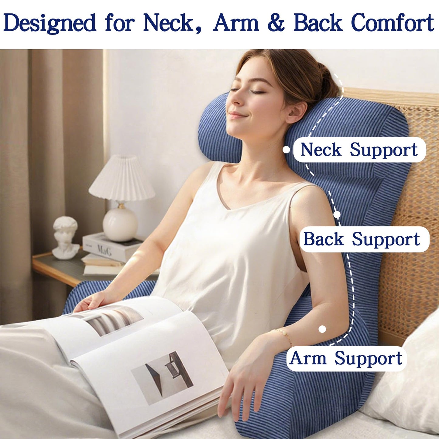 Tinuniyaa Back Pillow for Bed Sitting Up, Reading Pillow, Extra Large Arm Pillows for Adults for Back Support,Bed Pillow for Sitting up for Watching TV/Gaming/Relaxing