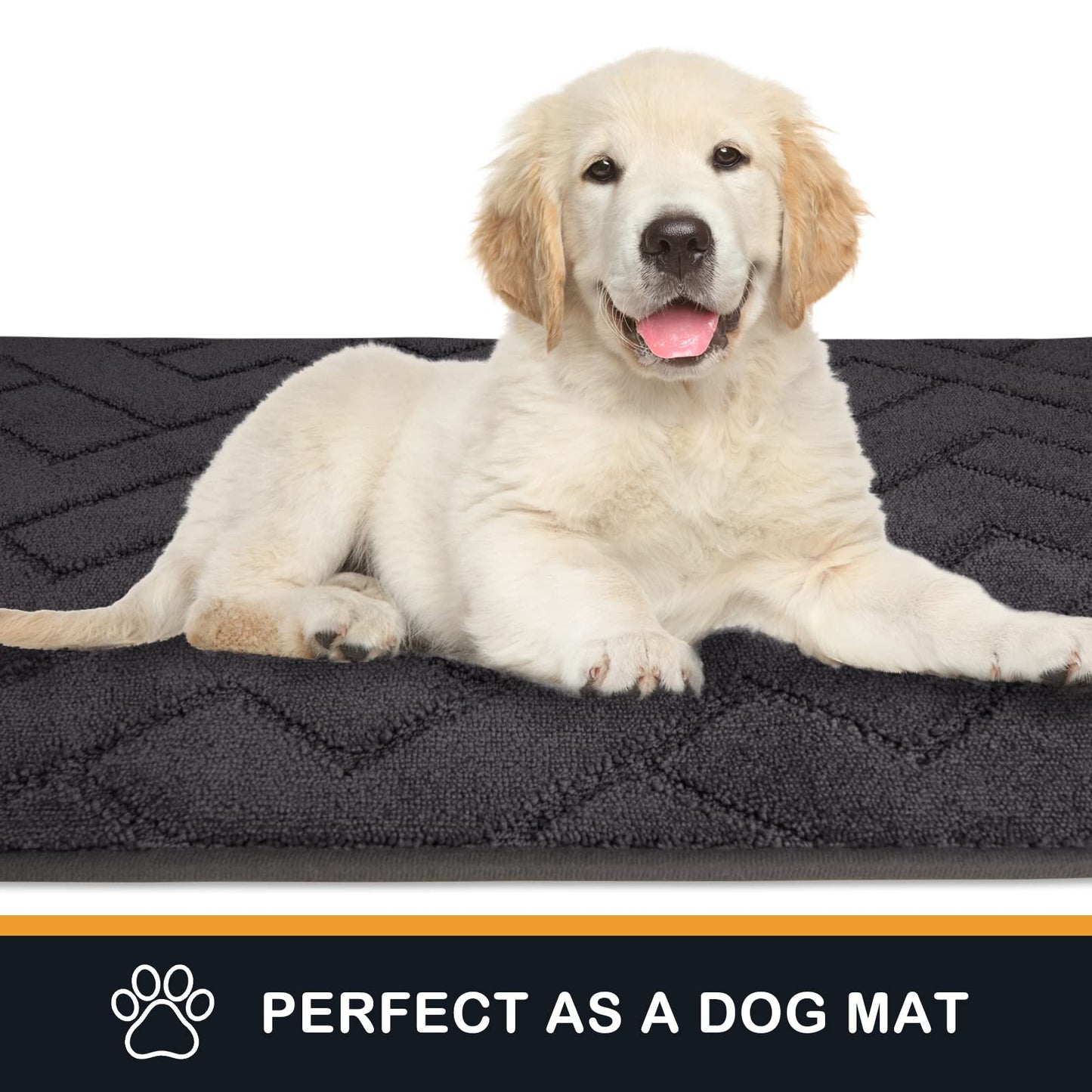 PURRUGS Dirt Trapper Door Mat 20" x 31.5", Non-Slip Machine Washable Entry Rug, Shoe Scraper, Dog Doormat, Super Absorbent Welcome Mat for Front & Back Door, Muddy Wet Shoes & Paws, Charcoal