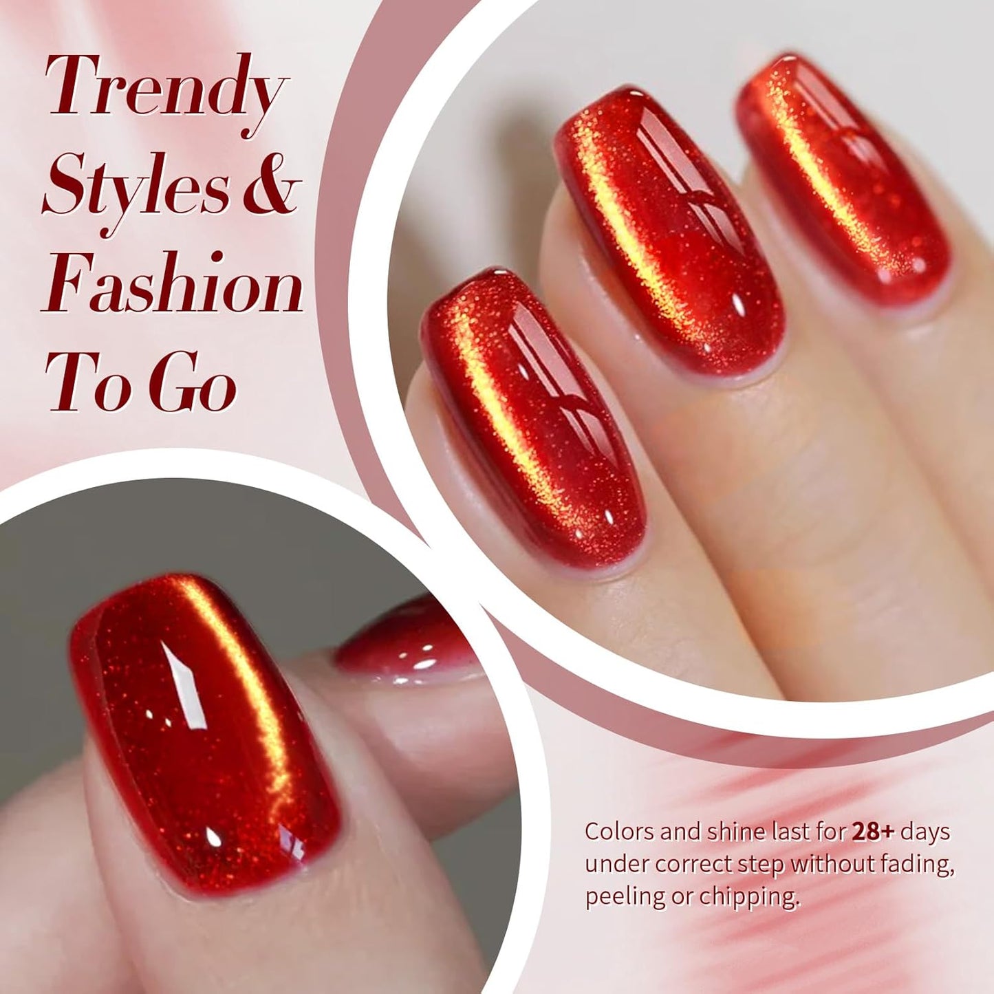 Born Pretty Cat Magnetic Eye Gel Nail Polish,Red Magnetic Gel Polish Fair Maiden Cat Magnetic Eye Gel Manicure Nail Art DIY 15ml
