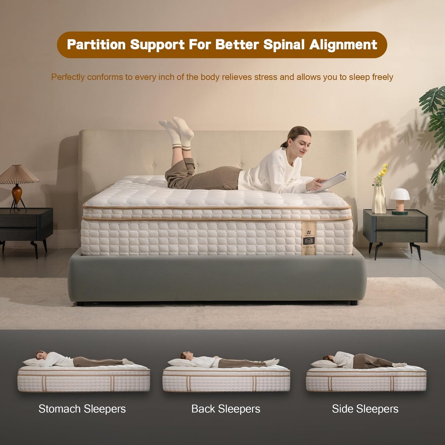 AN Adamant Noyau Full Size Mattress,12 Inch Hybrid Full Mattress in a Box with Memory Foam and Pocket Spring for Pressure Relief & Comfort Sleep & Zoned Support, Medium Firm,CertiPUR-US
