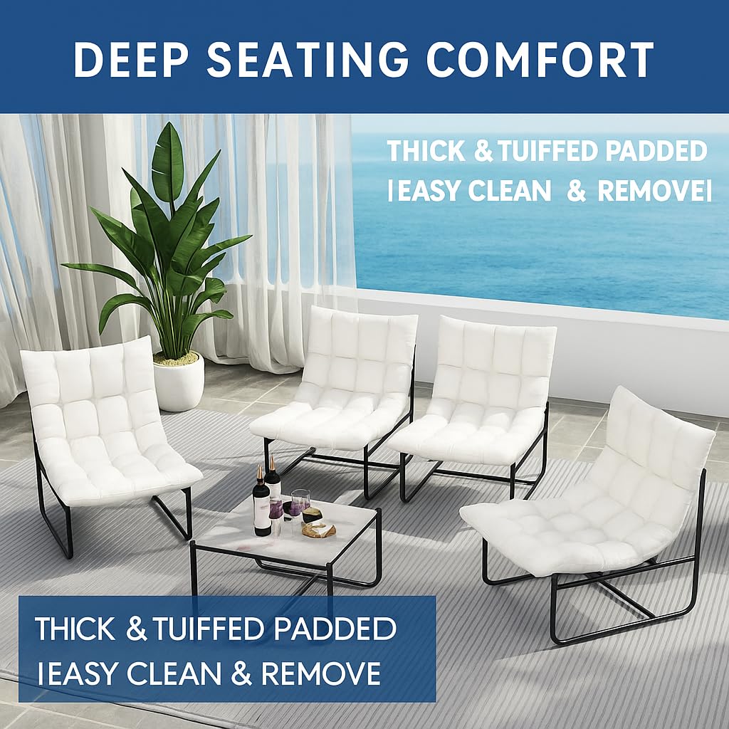 DAYAOUTDOOR Sectional Outdoor Furniture, Patio Couch Set with Cushion, Modern Patio Conversation Sets with Table, Outdoor Sofa Set for Balcony, Lawn, Deck & Porch, White