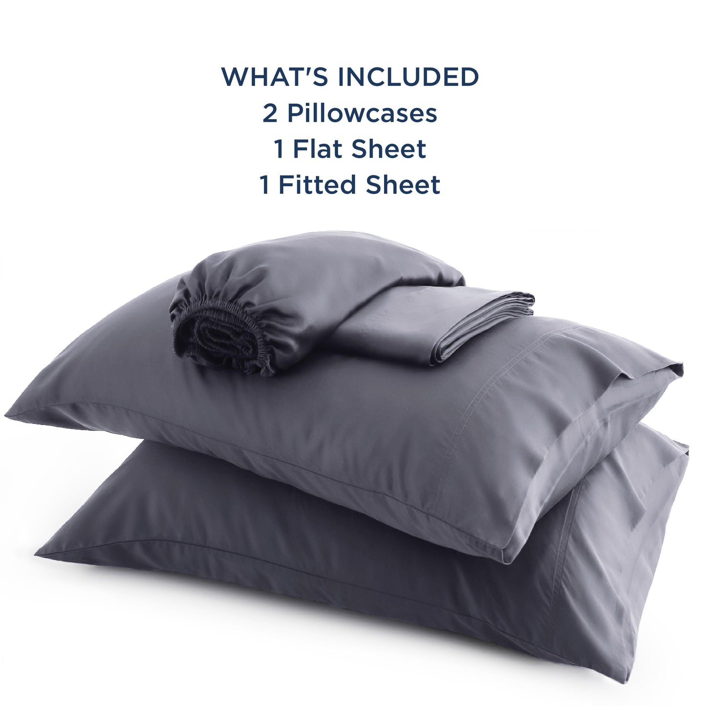 Bedsure King Size Sheets Set, Cooling Sheets for Hot Sleepers, Rayon Derived from Bamboo, Breathable & Soft, Deep Pocket Up to 16 Inches, Hotel Luxury Silky Bedding, Dark Grey
