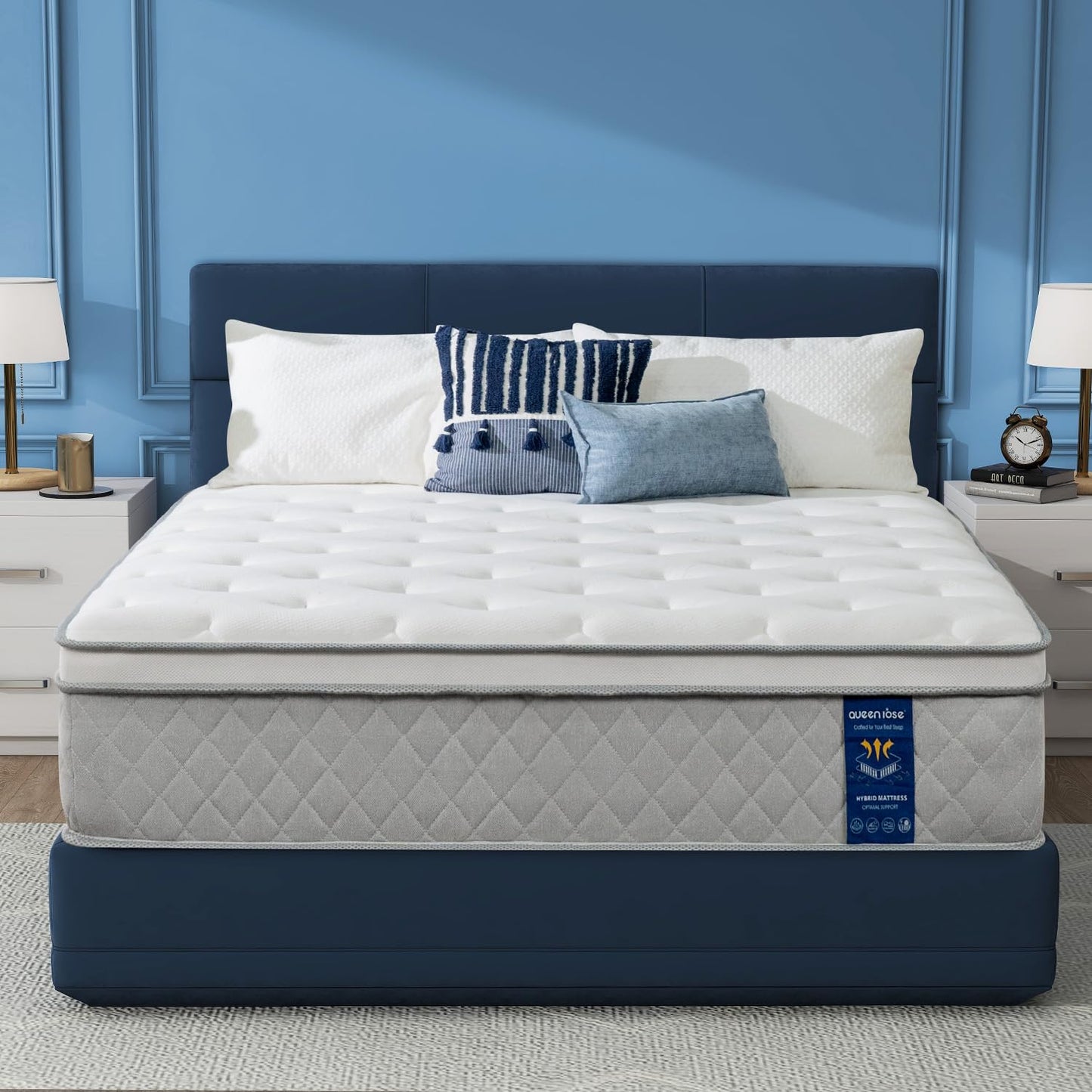 Queen Mattress, 12 Inch Queen Hybrid Mattress in a Box, Plush Pillowtop Memory Foam, Pressure Relief, Cooling-Gel, Upgraded Pocket Spring, Medium Firm, Fiberglass Free, Motion Isolation, CertiPUR-US