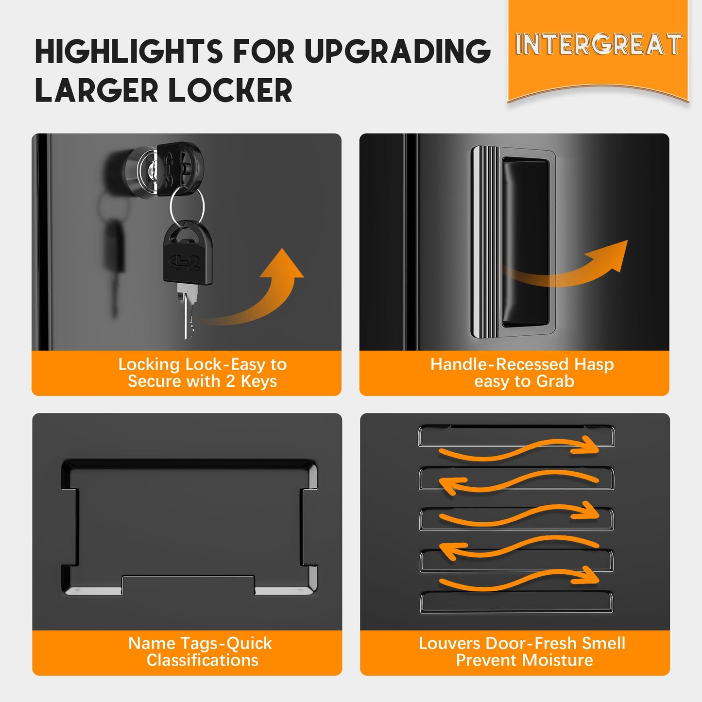 INTERGREAT 6-Door Metal Employee Lockers for Office, School & Gym,Steel Locker for Employees,Black