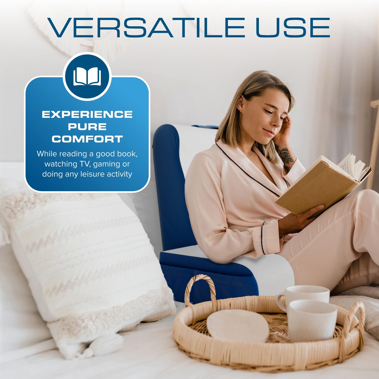 Kӧlbs Wedge Reading Cushion, Back Pillow for Bed Sitting Up, Cushion with Arms for TV Book Gaming Dorm Rooms, Backrest