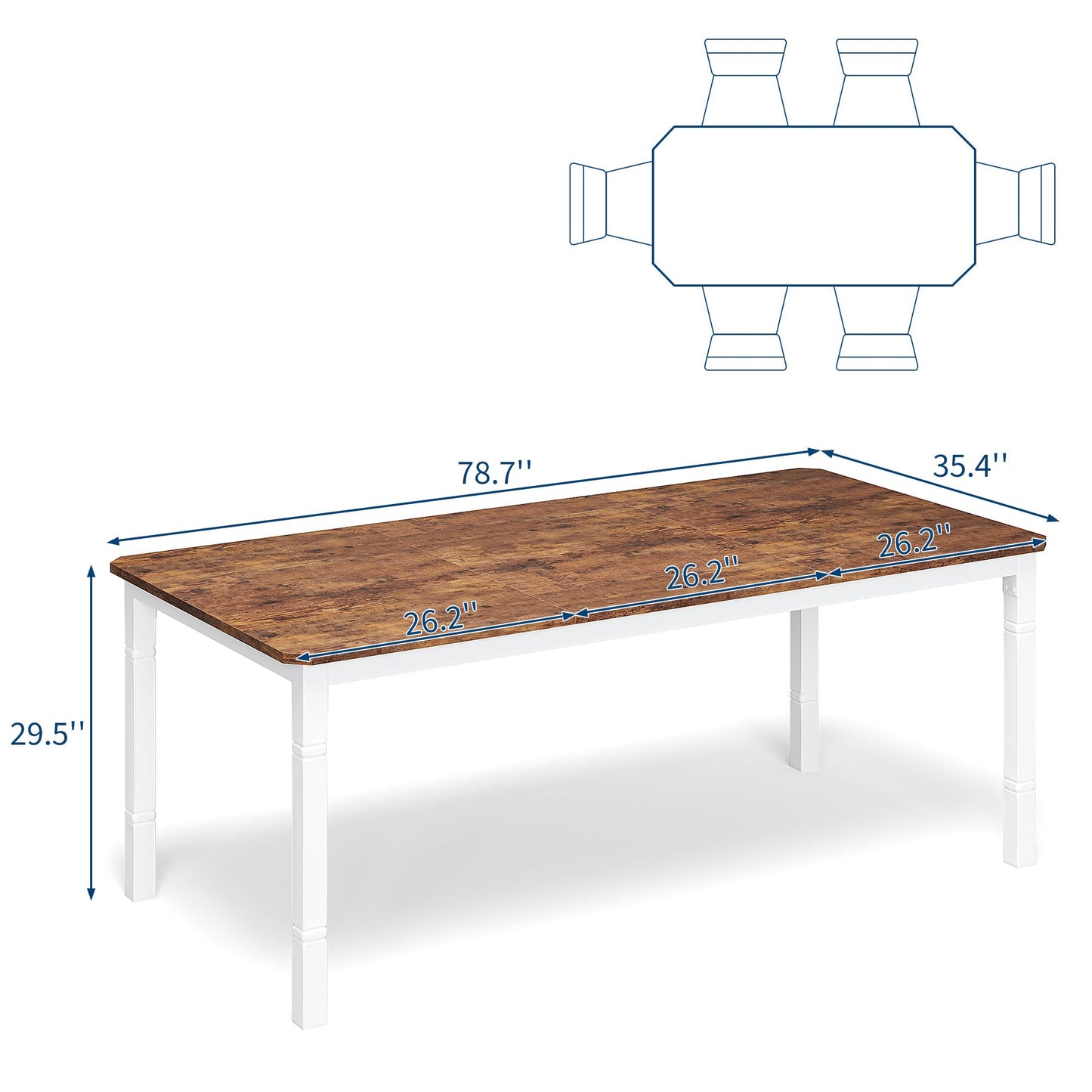 GAOMON Dining Table for 6-8 People - 78.7" Farmhouse Rustic Industrial Kitchen Table with Sturdy Metal Frame & Chamfered Corners, Wood Tabletop for Dining Room, Breakfast Nook, Small Space