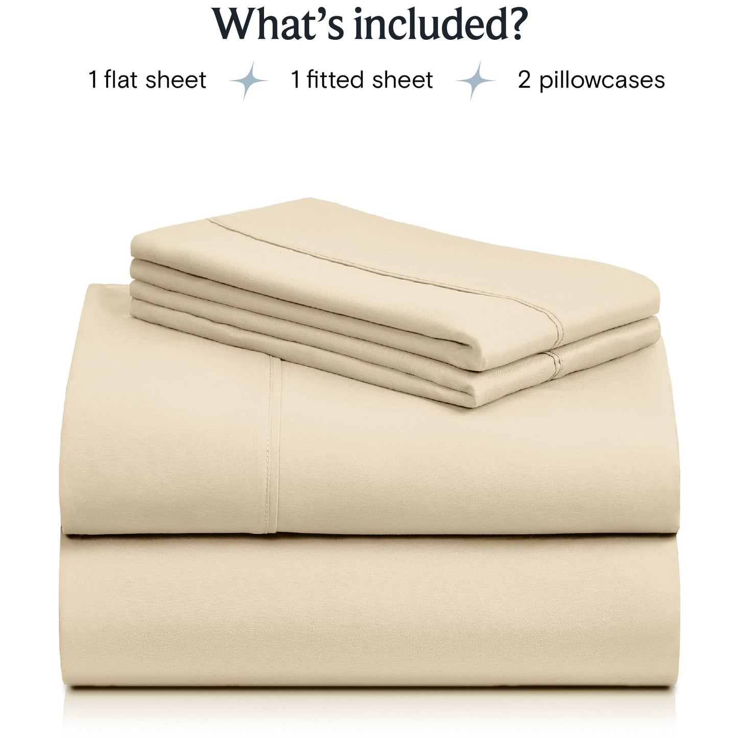LuxClub 4 PC Full Size Sheet Set Deep Pockets 16" Wrinkle Free Cooling Sheets Machine Washable Hotel Bedding Silky Soft - Cream Full