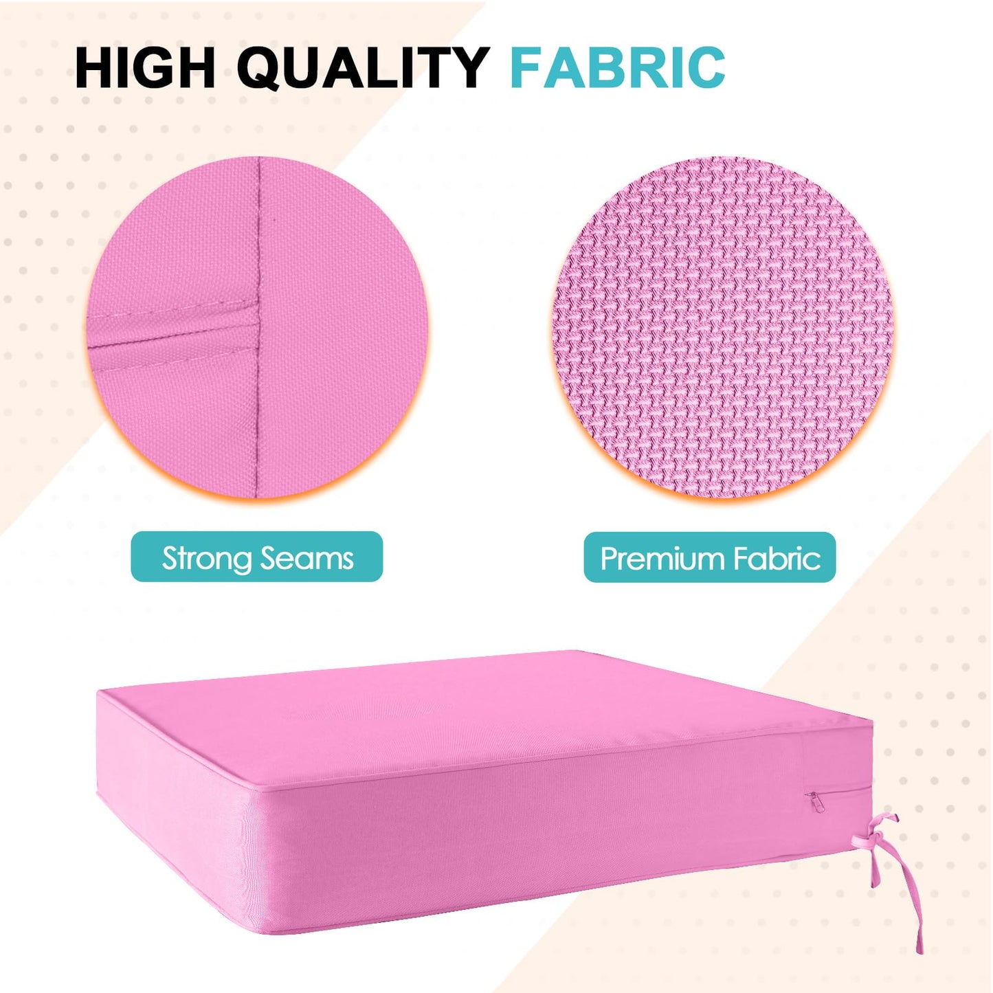 EAGLE PEAK Outdoor Deep Seat Patio Seat Cushion Set, 25 x 25 x 5 inch, 2-Piece Back Chair Cushion, Set of 2, Pink