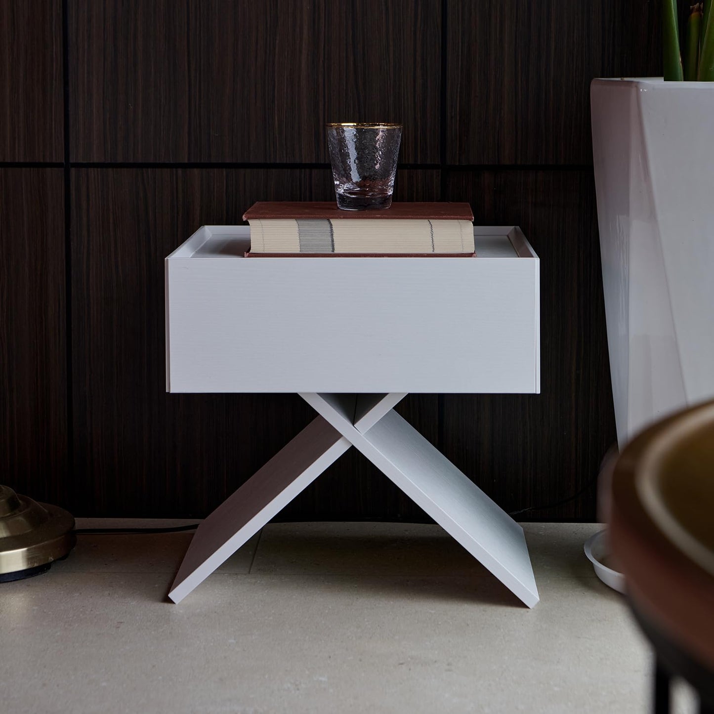Katyglory Side Table, End Table Set of 2 Living Room Blend of Classic and Modern Elements, X-shape Design with a Stable Floor-standing, Creating a Warm Atmosphere, Nightstand for Bedroom WHITE (2 Set)