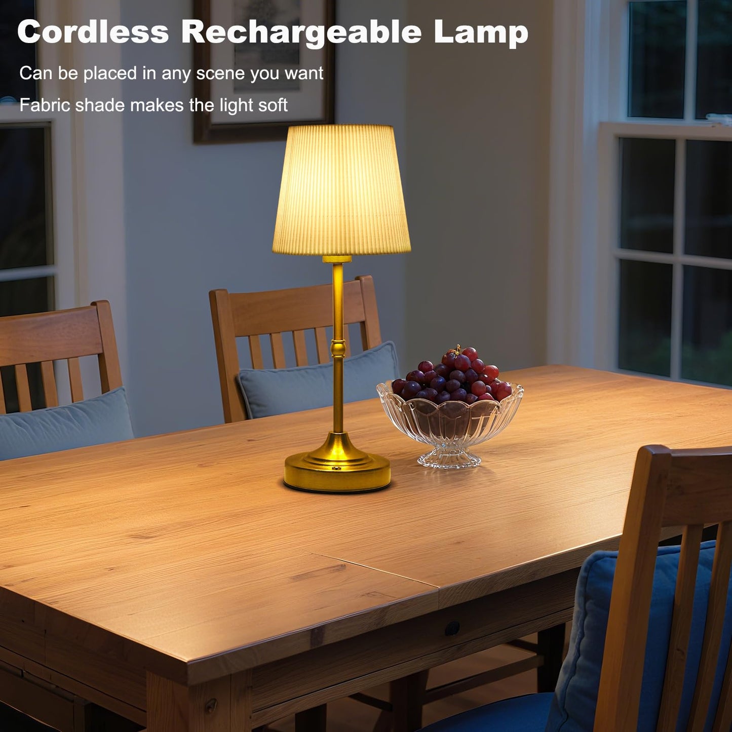 HULKNPEE Cordless Table Lamp Rechargeable,5200mAh Battery Operated Bedside Lamps for Nightstand Bedroom Living Room Kitchen Restaurant Dining,Gold Touch Dimmable Lamp Warm Light with Bulb 15.8"