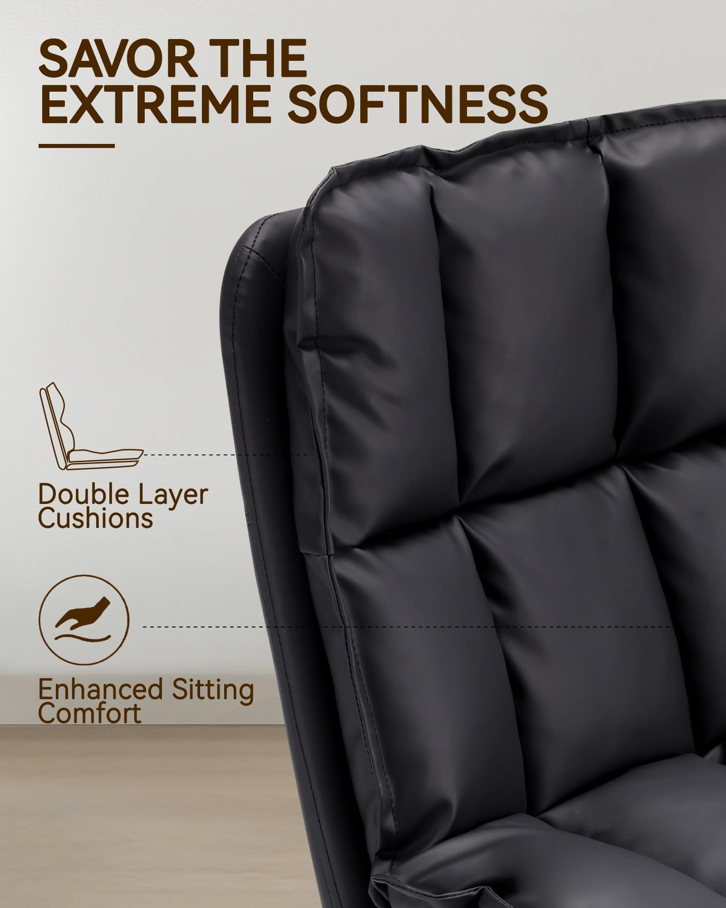 BedsPick Swivel Dining Chair Set of 2 - Faux Leather Upholstered Kitchen Chair, Mid Century Modern Dining Room Chair with Rotating Seats and Metal Legs (Black)