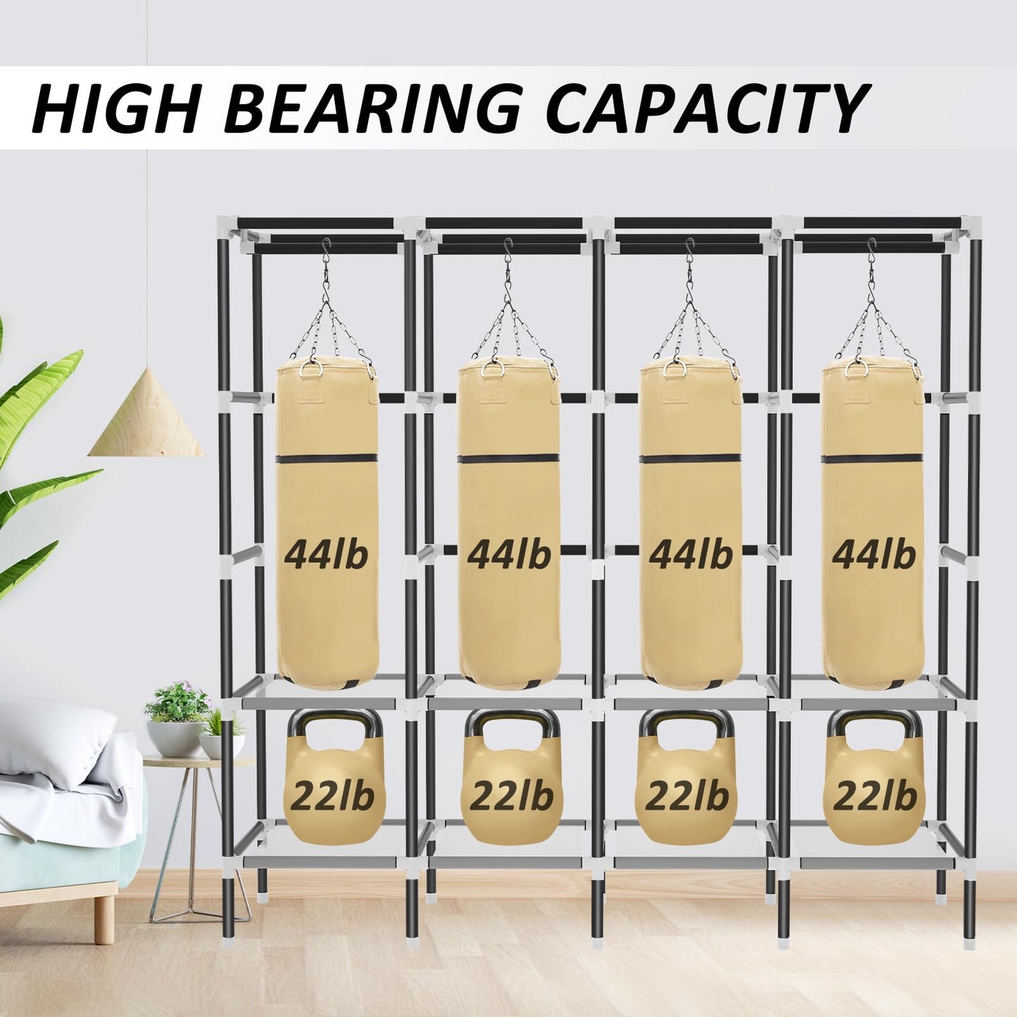 LOKEME Wardrobe Closet，Black Portable Closet with Zippers，65.4Inches 19mm Diameter，Portable Closets for Hanging Clothes，with 4 booms and Storage cabinets，Spacious Large -Capacity Storage Space