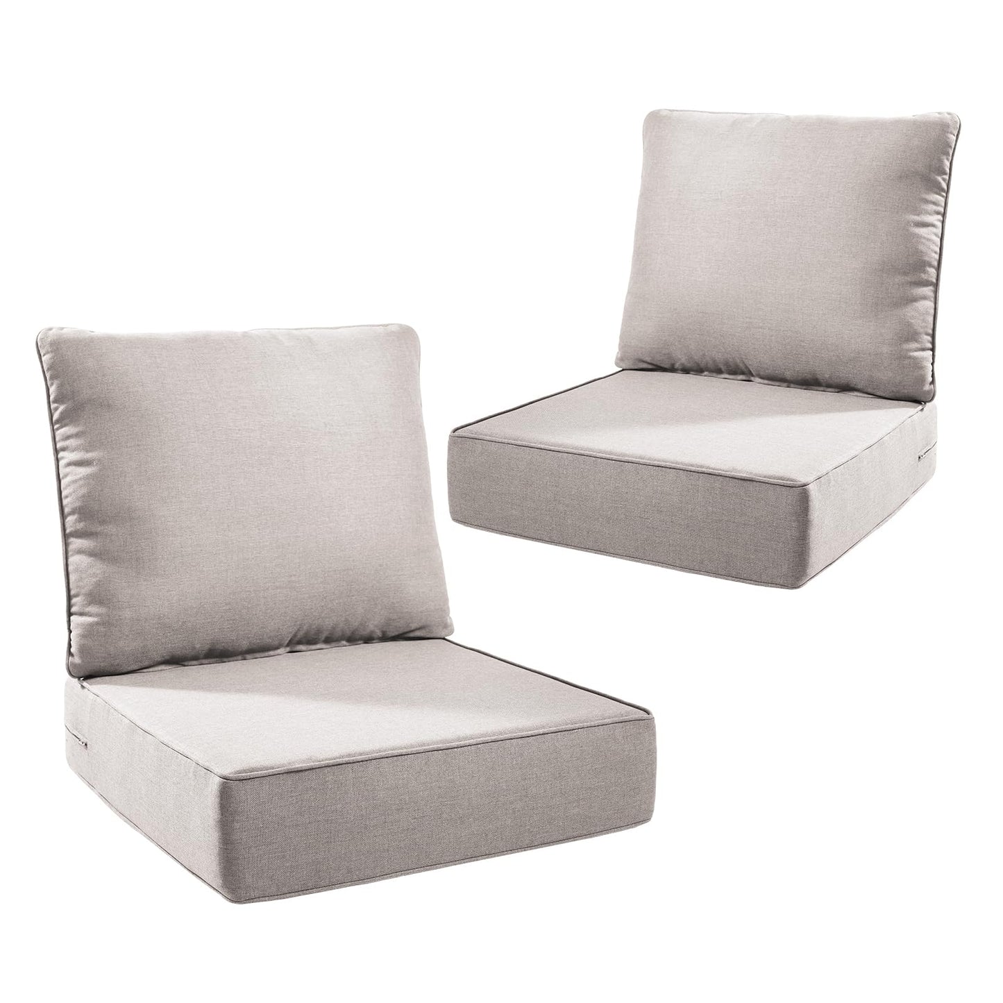 Outdoor Seat Cushion Set-24 x 24 x 6 Inch Outdoor Chair Cushions Set of 2 with Water Resistant & Removable Cover Outdoor Cushions for Patio Furniture Chair Sofa Couch-Beige