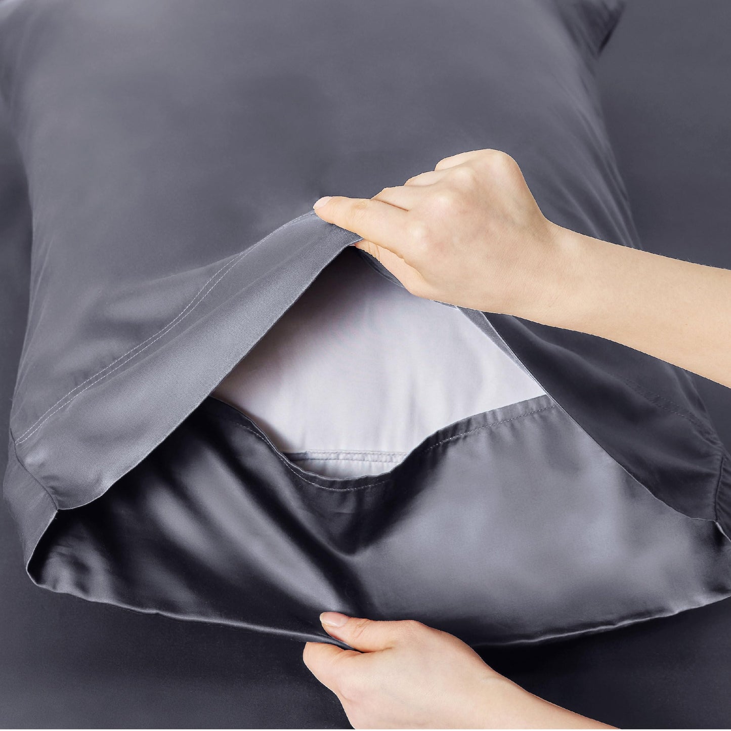 Bedsure King Size Sheets Set, Cooling Sheets for Hot Sleepers, Rayon Derived from Bamboo, Breathable & Soft, Deep Pocket Up to 16 Inches, Hotel Luxury Silky Bedding, Dark Grey