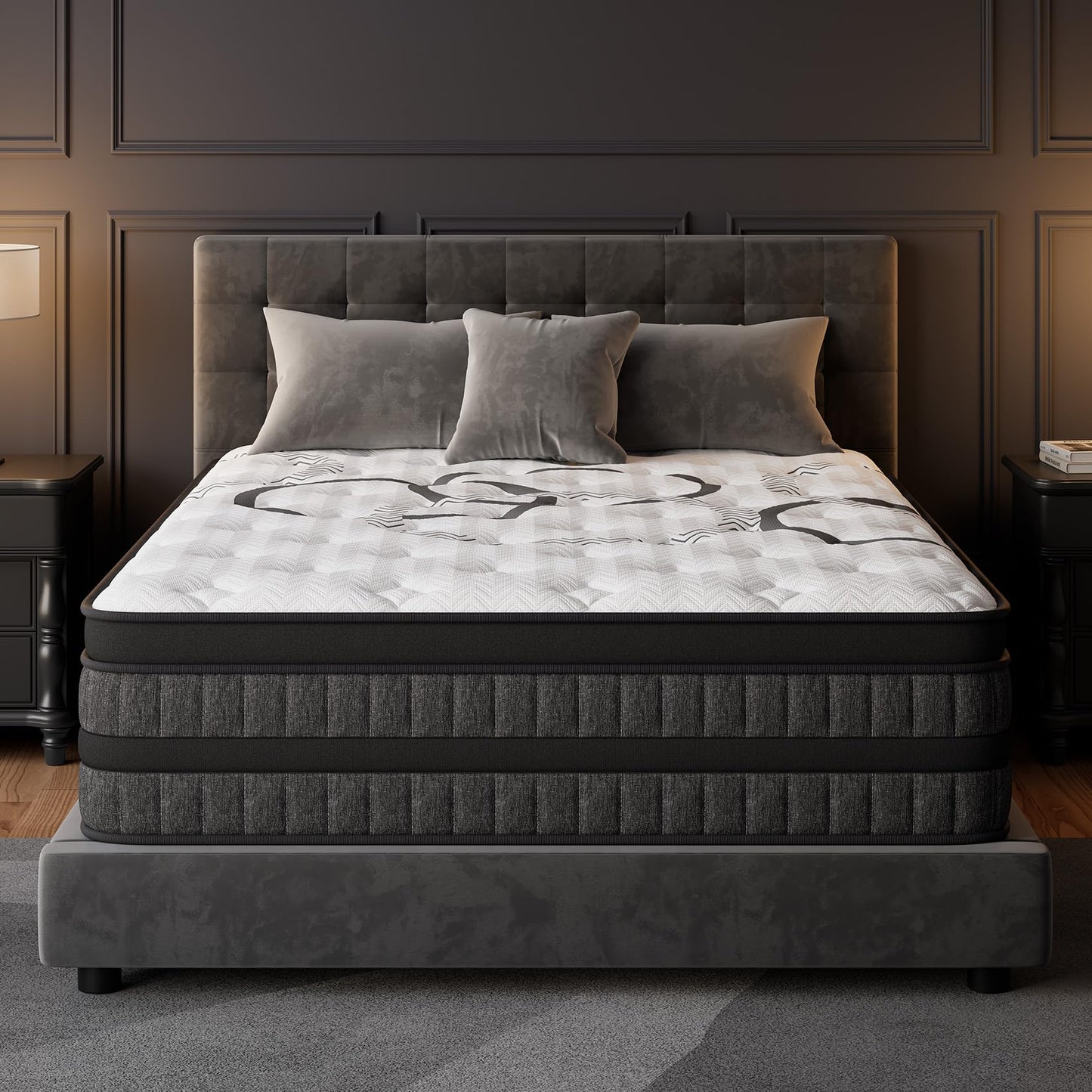 PUBPLON Queen Mattress 12 Inch Hybrid Mattresses Euro Top Medium Firm for Back & Lumbar Support, 365 Night Trial, Individual Pocket Spring Bed for Motion Isolation & Pressure Relief (12 Inch, Queen)