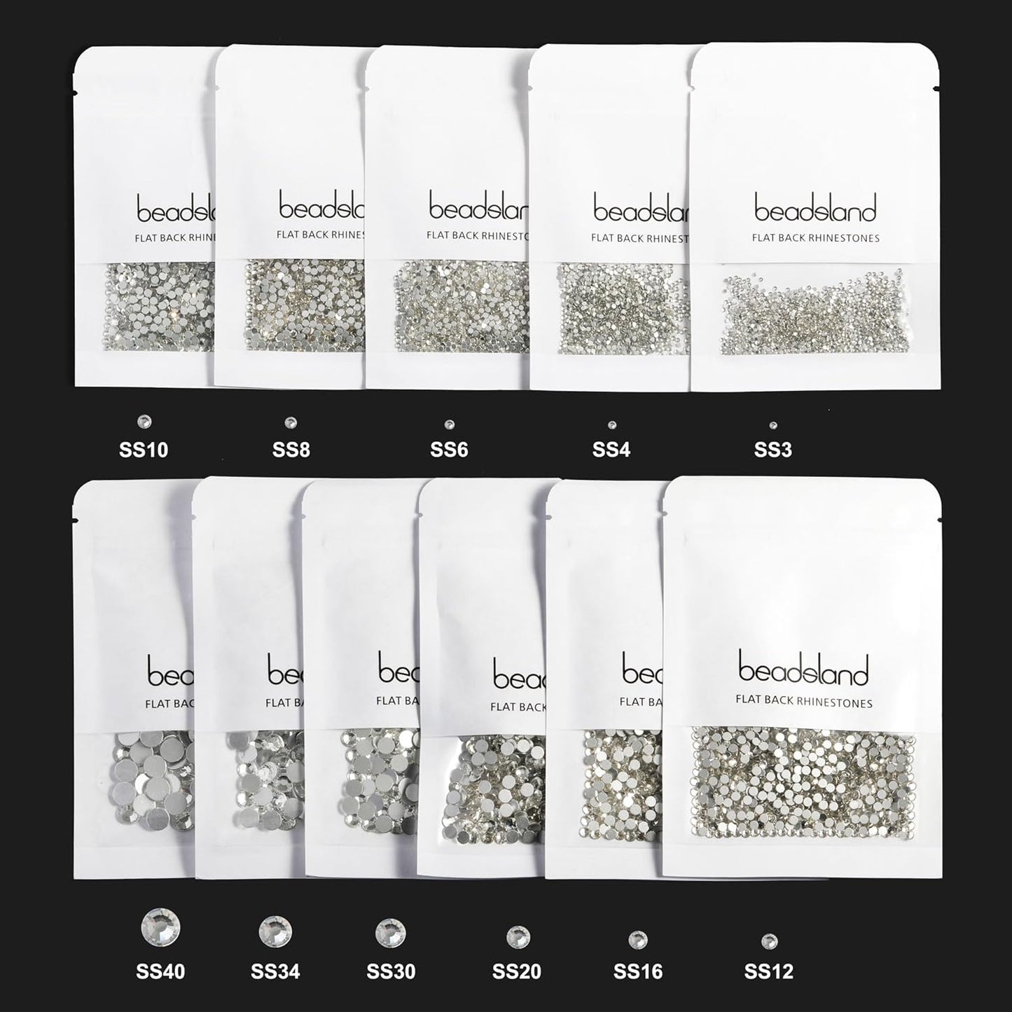 beadsland Flat Back Crystal Rhinestones Round Gems, Blue Zircon (3.8-4.0mm) SS16/1440pcs