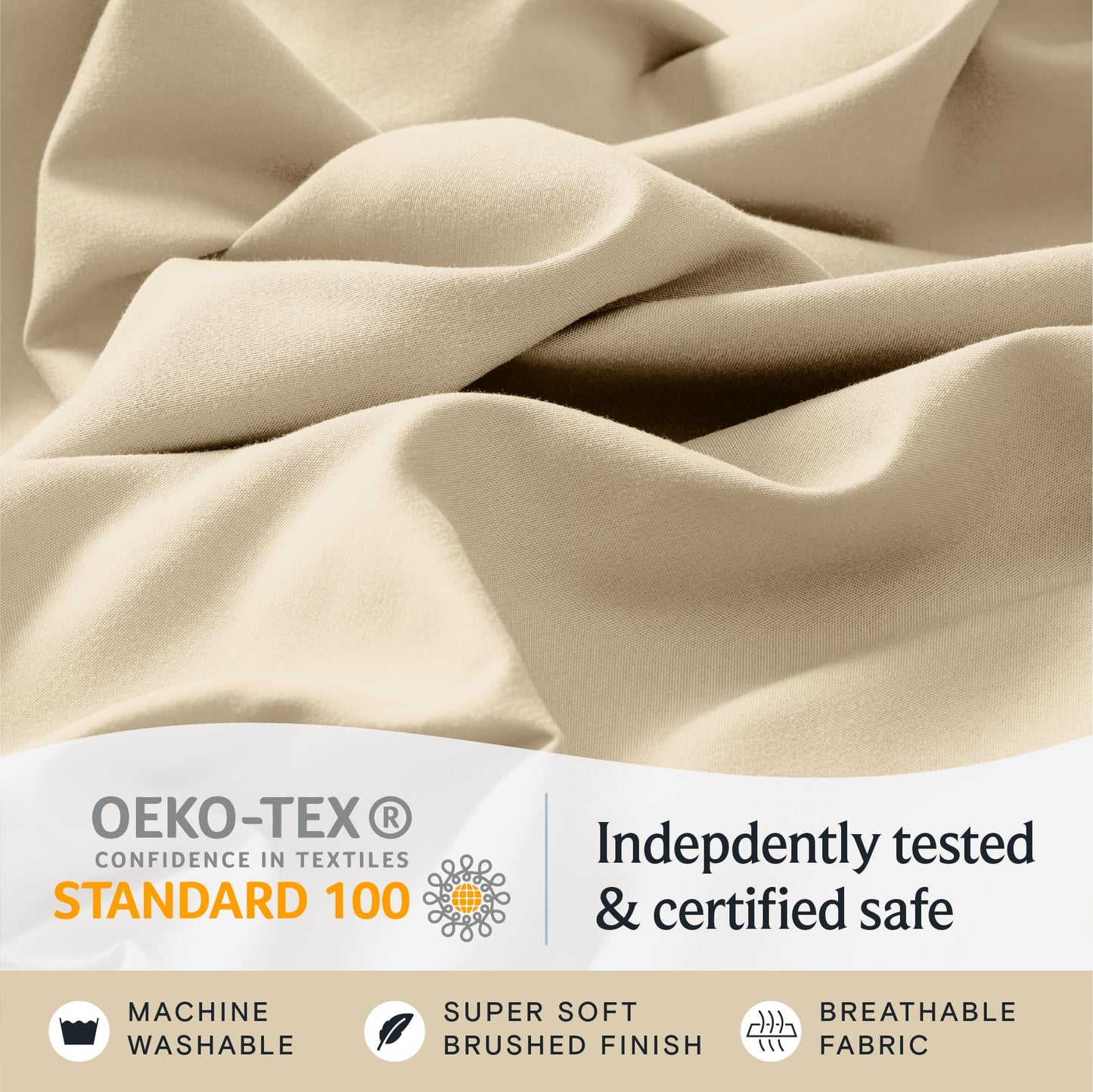 LuxClub 4 PC Full Size Sheet Set Deep Pockets 16" Wrinkle Free Cooling Sheets Machine Washable Hotel Bedding Silky Soft - Cream Full