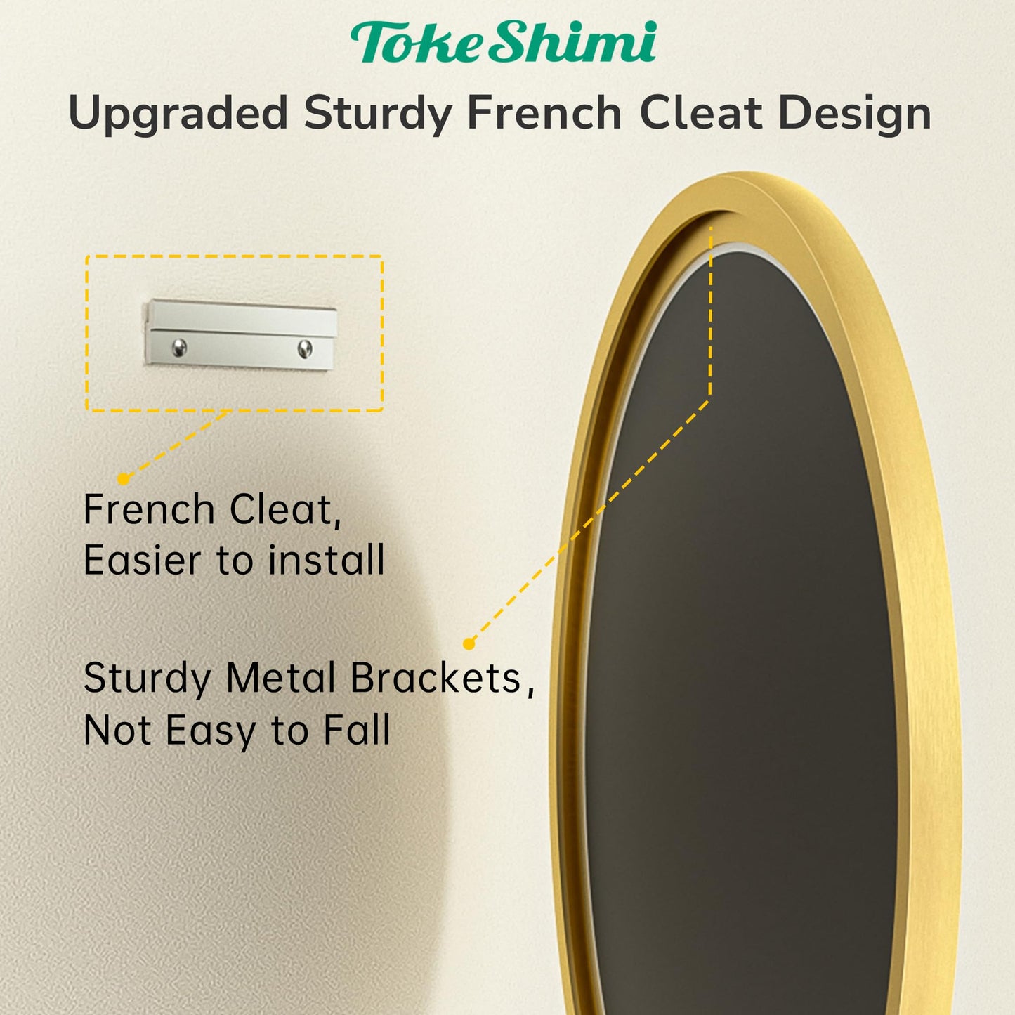 TokeShimi 36 in Mirror Round Framed Gold Mirror Bathroom Tempered, Shatterproof Mirror Circle 36x36 Farmhouse Aluminum Big Wall Mirrored for Bedroom, Entryway, Restroom, Vanity, Living Room