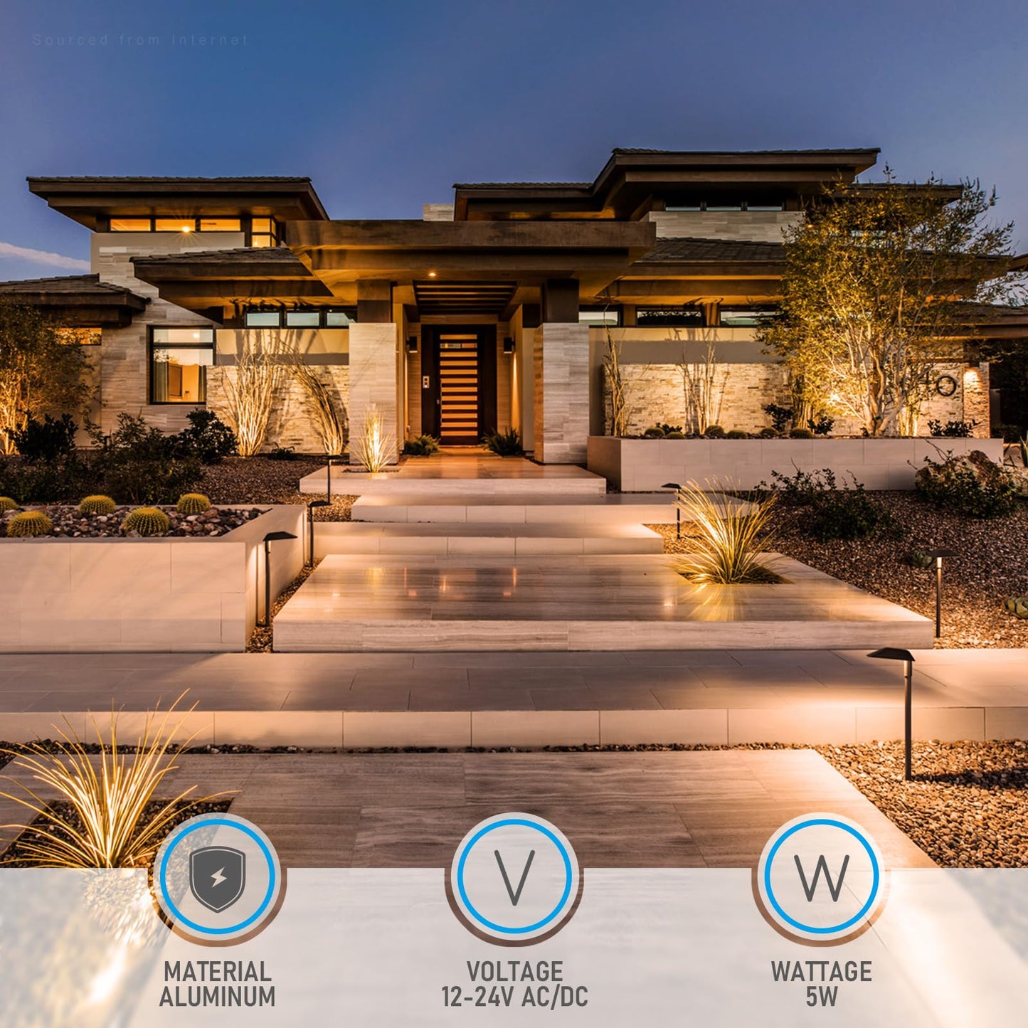 LEONLITE 5CCT Low Voltage Landscape Lights, 5W Anti-Glare LED Pathway Lights, Aluminum Housing, IP65 Waterproof for Outdoor Path Sidewalk Walkway Yard, 1800K/2700K/3000K/4000K/5000K, ETL, Pack of 6