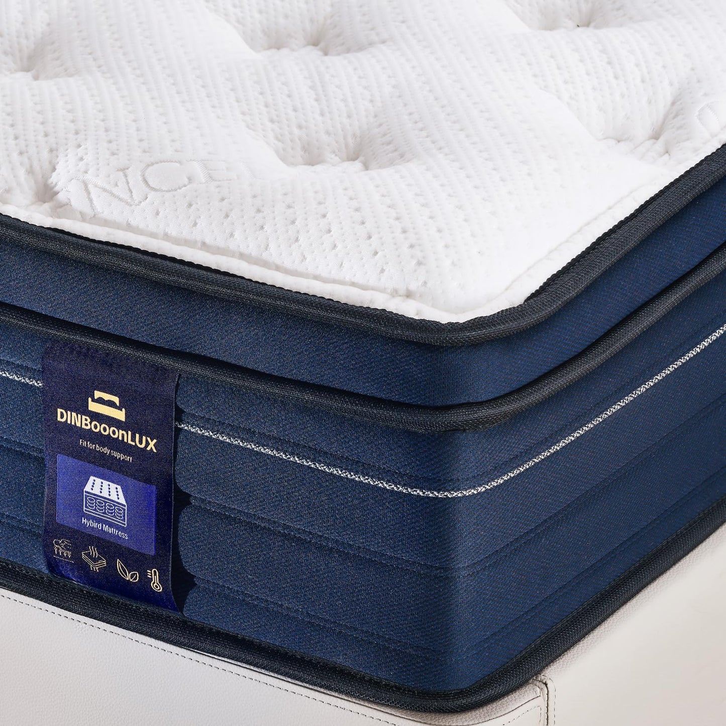 DINBooonLUX Queen Size Mattress,12 Inch Hybrid Queen Mattress in a Box with Memory Foam and Zoned Support Spring,Motion Isolation,Pressure Relief,100 Night Trial,Medium Firm,CertiPUR-US.