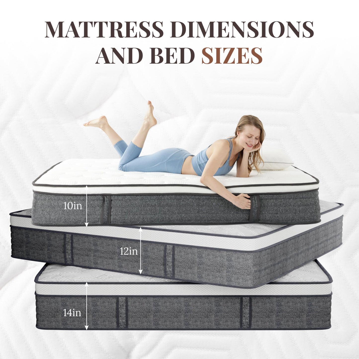 Queen Mattress, 12 Inch Queen Size Hybrid Mattresses in a Box , Medium Feel Foam and Individual Pocket Springs, Fiberglass Free Bed Mattress, Extra Edge Support, Pressure Relief, CertiPUR-US