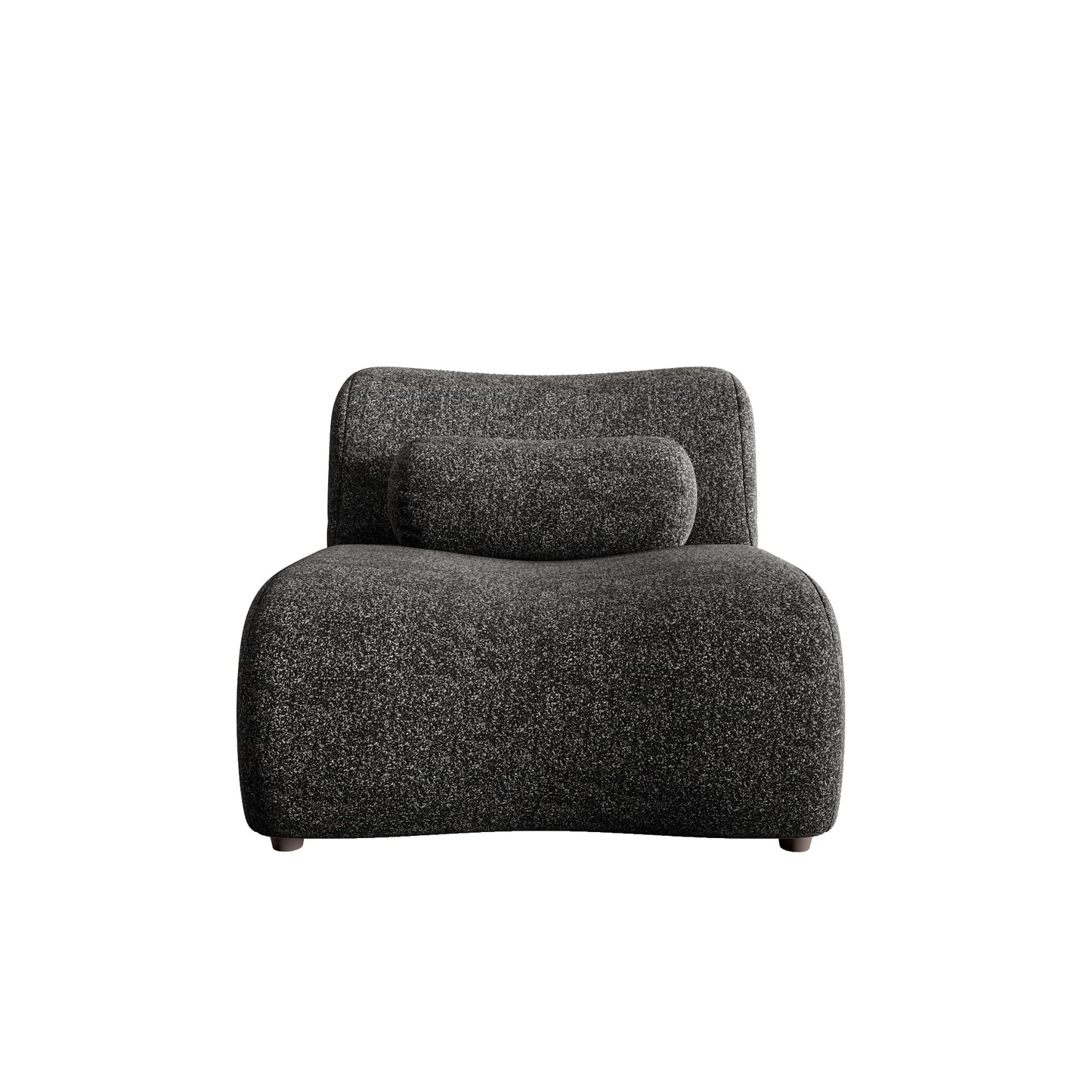 ALYIAMXL Modular Chaise Lounge Chair Indoor, Chenille Sectional Sofa with Moveable Headrests & Cylindrical Pillows, Hidden Legs Design for Living Room,Small Spaces(Black)
