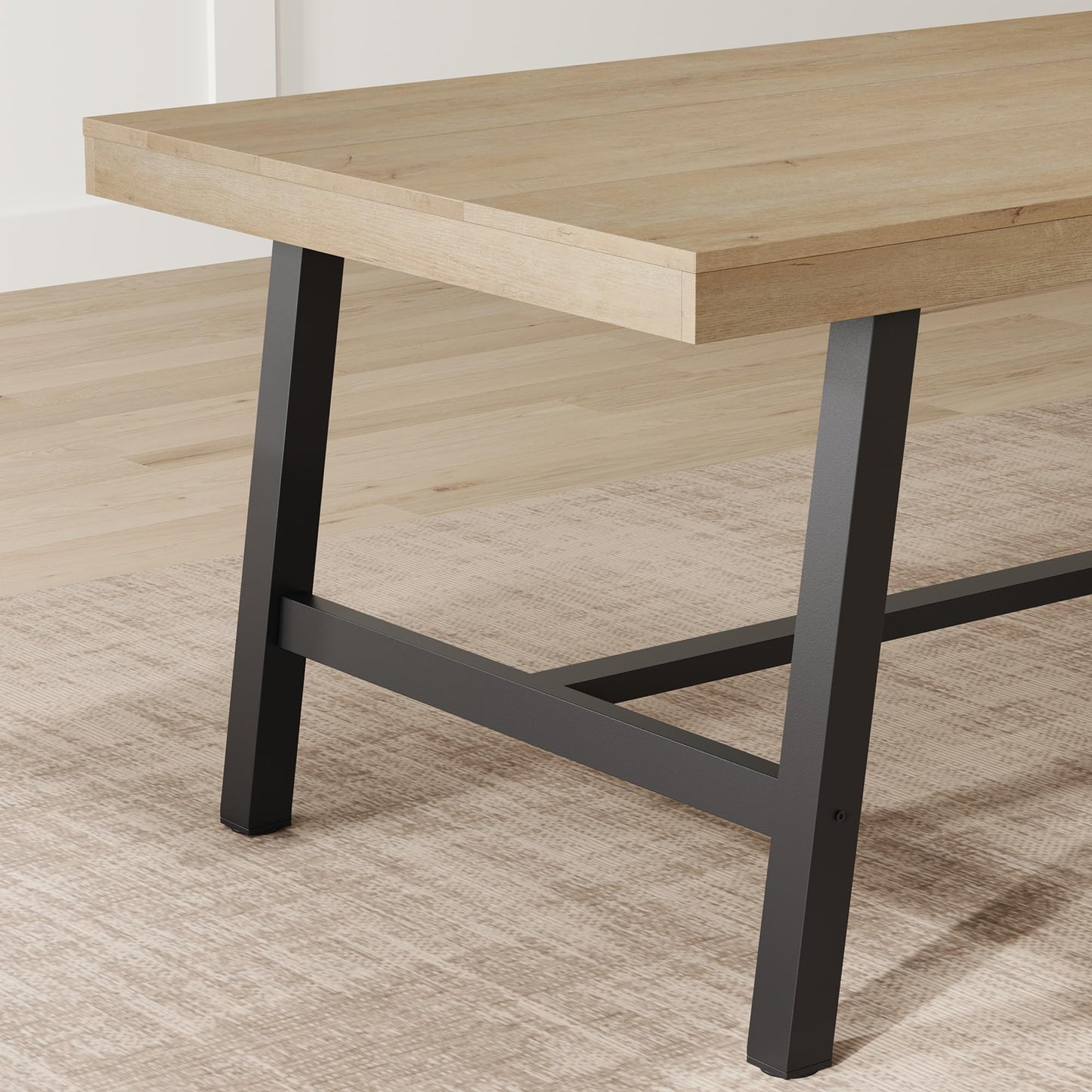 Industrial Dining Table for 6-8 People, 70.87" Long Wooden Kitchen Table with Sturdy Metal Frame & Rustic Brown Finish (Nature Wood, 70.87" Long)