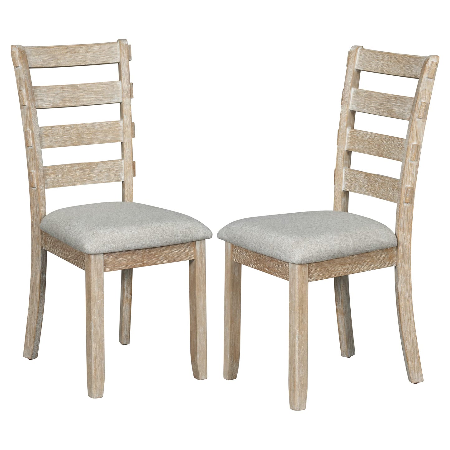 LUMISOL Wooden Kitchen Table with Chairs and Bench Set, 6 Piece Dining Room Table Set for 6, Wood Grane Tabletop and Upholstered Seating, MuddyNaturalWash