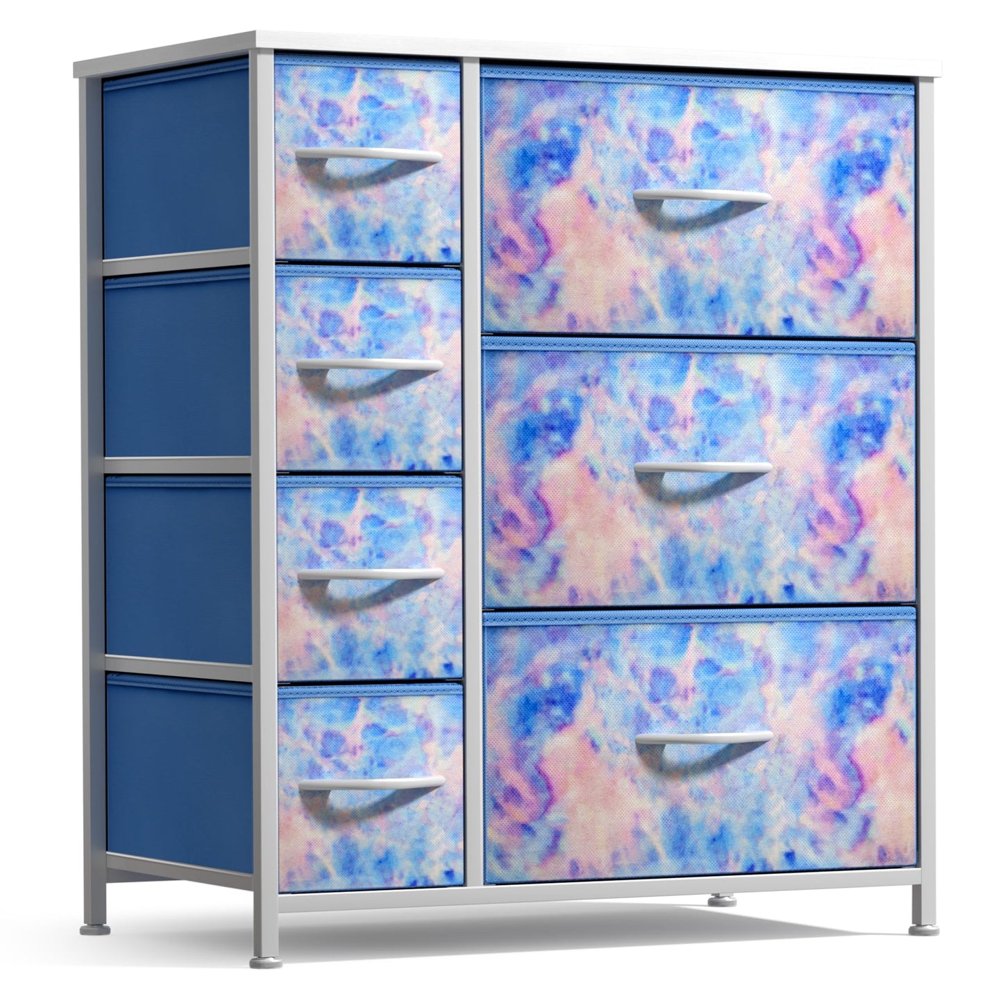 Sorbus Kids Dresser with 7 Drawers - Storage Chest Organizer Unit with Steel Frame, Wood Top & Handles, Tie-dye Fabric Bins for Clothes - Wide Furniture for Bedroom Hallway Kids Room Nursery & Closet