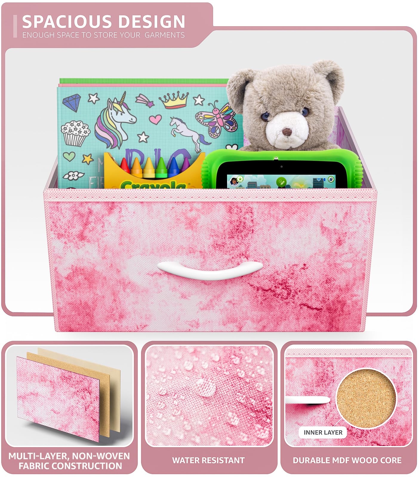 Sorbus Kids Dresser with 6 Drawers - Storage Chest Organizer Unit with Steel Frame, Wood Top & Handles, Tie-dye Fabric Bins for Clothes - Wide Furniture for Bedroom Hallway Kids Room Nursery & Closet