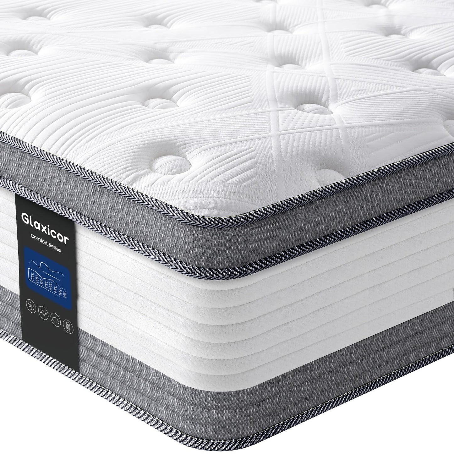 Mattress Queen Size 14 inch Hybrid Mattresses Queen Size Bed Mattress in a Box Double Mattresses with Memory Foam Individual Pocket Springs for Extra Lumbar & Hip Support Comfort Sleep CertiPUR-US