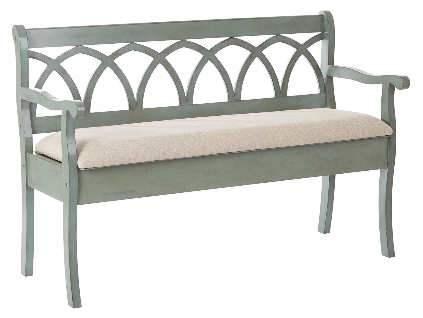 OSP Home Furnishings Coventry Solid Wood and Veneer Storage Bench, Antique Sage