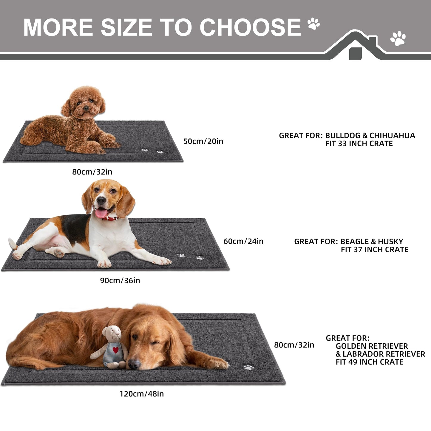 BEQHAUSE Dog Door Mat for Muddy Paws 20"x32" Dirt Trapper Absorbent Doormat Non Slip Entryway Rugs Washable Stain Resistant Welcome Floor Mat Soft Low-Profile for Front Back Door, Dark Grey