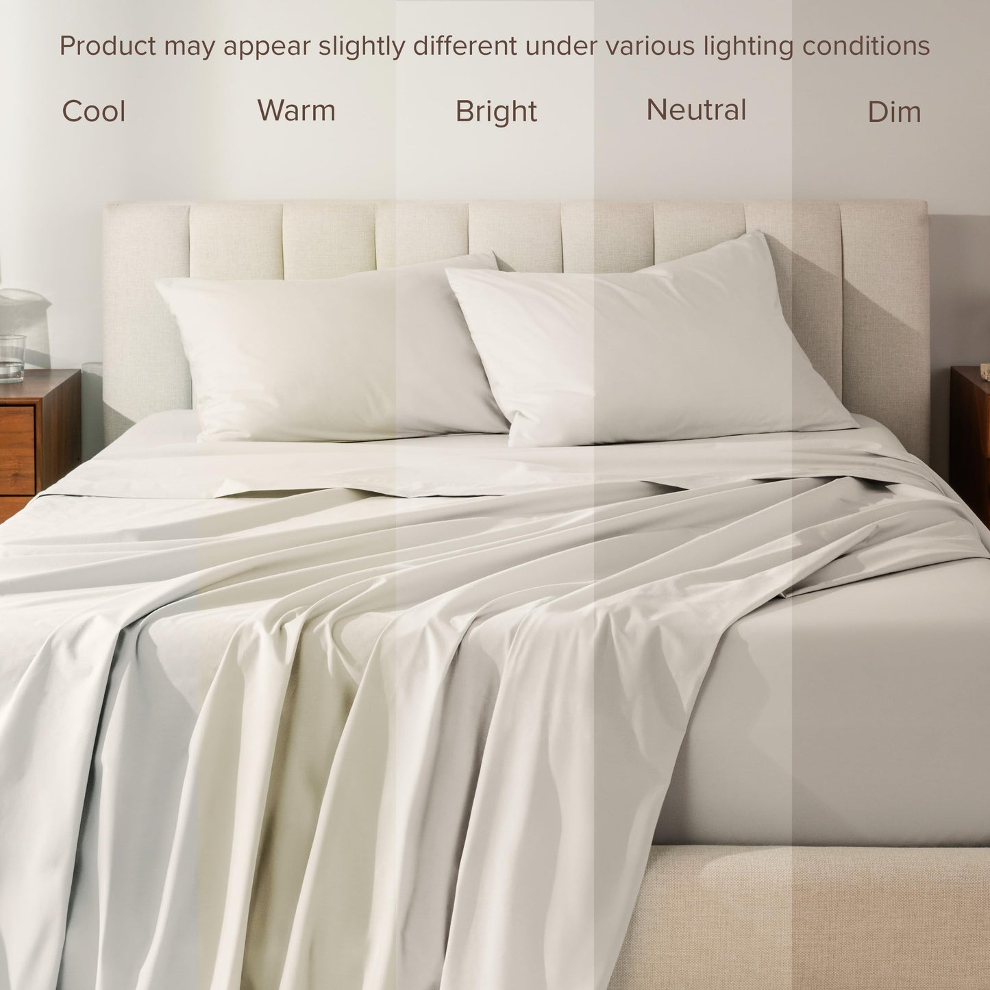Bare Home 100% Organic Cotton Queen Sheet Set - Crisp Percale Weave - Lightweight & Breathable - Bedding Sheets & Pillowcases (Queen, French Beige)