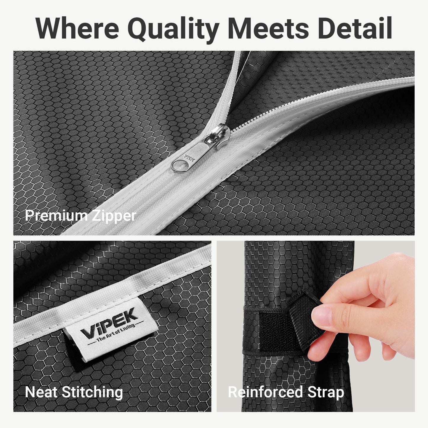 VIPEK R2C Plus Heavy Duty Rolling Garment Racks with Cover Clothing Rack for Hanging Clothes Portable Closet with Adjustable Wire Shelving & Double Rods, Black Rack with Black Upgarded Polyester Cover