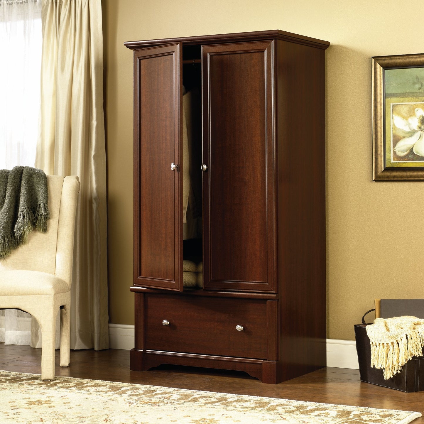 Sauder Palladia Armoire, Select Cherry finish