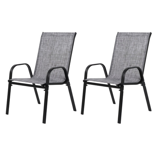 Outdoor Dining Chair Set of 2, All-Weather Patio Dining Chair with High Backrest and Metal Frame, Indoor Outdoor Chairs for Bistro, Deck, Backyard, Porch,Gray