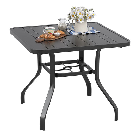STARY Patio Dining Table 35"x35", Square Outdoor Dining Table with 1.57" Umbrella Hole for Patio Graden Backyard and Poolside