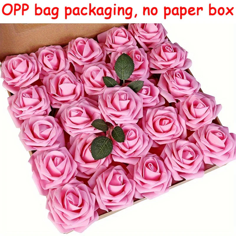 25PCS Artificial Roses with Stems for DIY